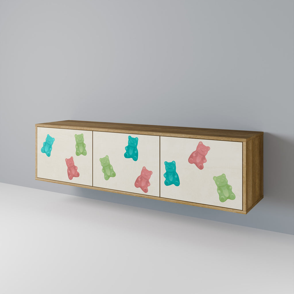 GUMMY BEARS Móvel de TV com 3 Portas em Efeito Carvalho