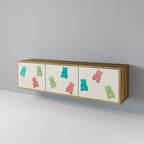 GUMMY BEARS Móvel de TV com 3 Portas em Efeito Carvalho