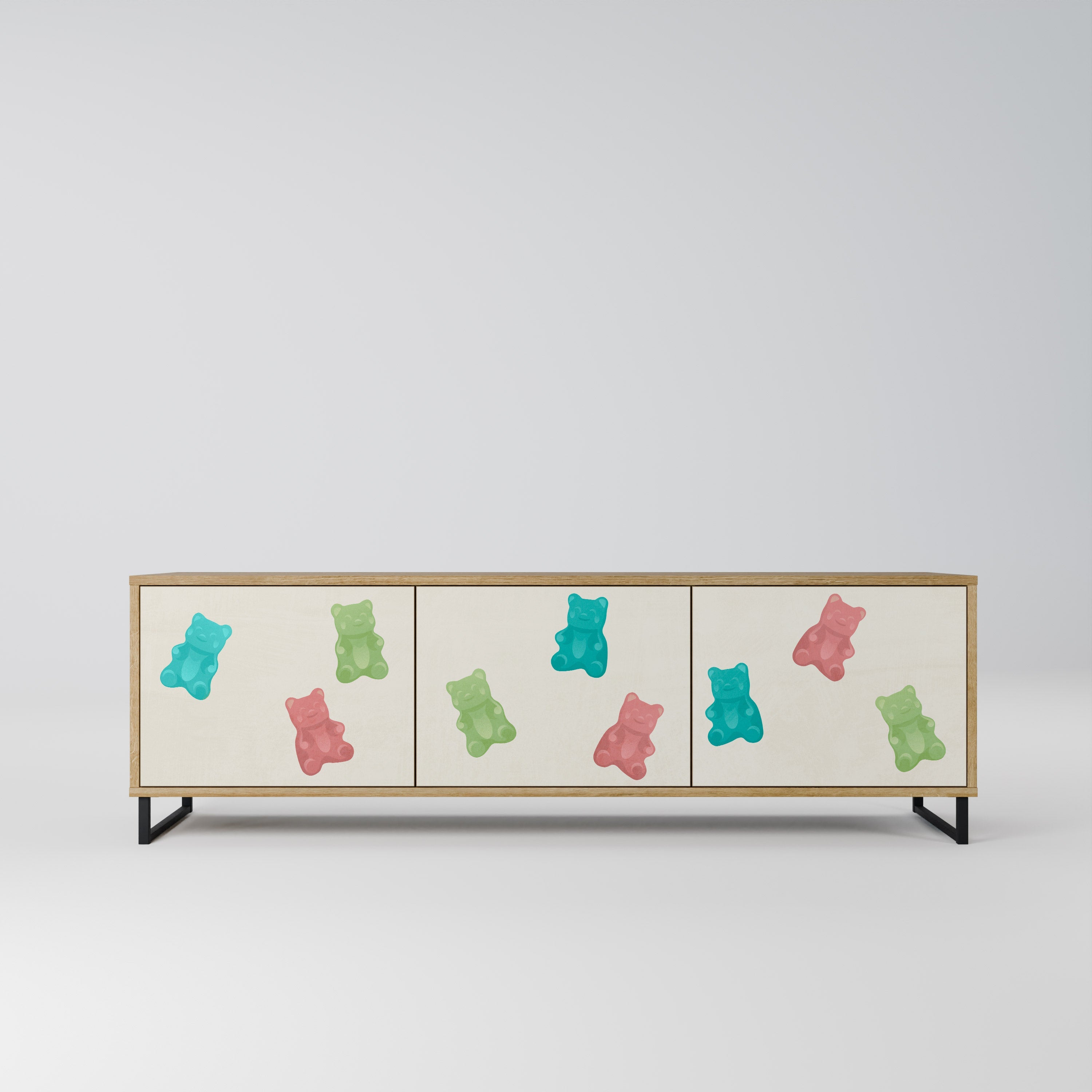 GUMMY BEARS Móvel de TV com 3 Portas em Efeito Carvalho