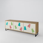 GUMMY BEARS Móvel de TV com 3 Portas em Efeito Carvalho