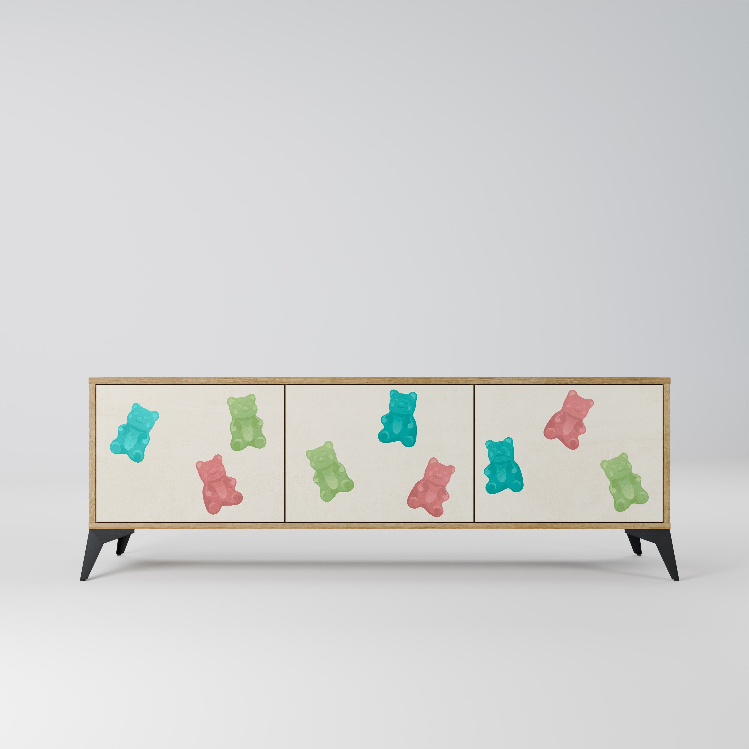 GUMMY BEARS Móvel de TV com 3 Portas em Efeito Carvalho