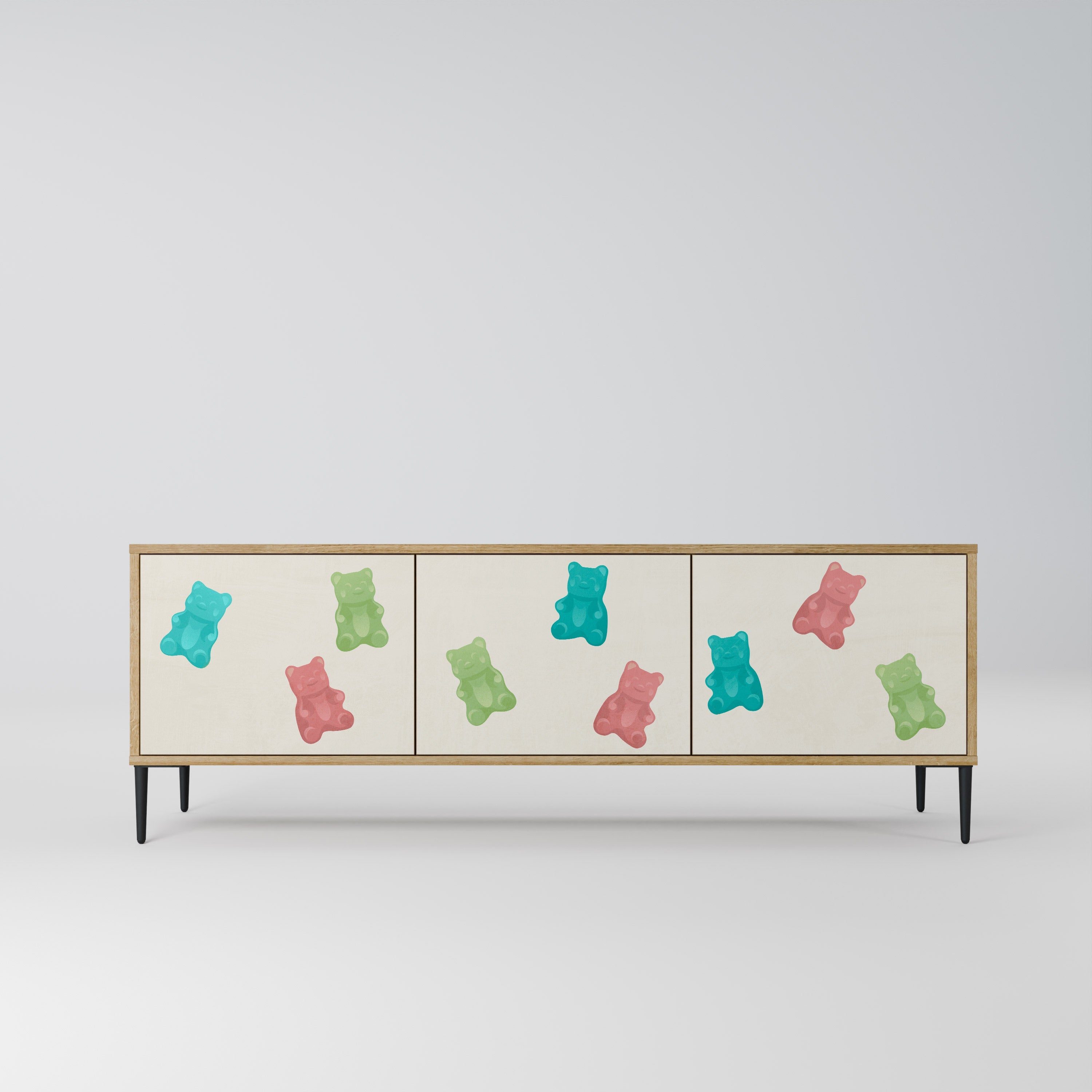 GUMMY BEARS Móvel de TV com 3 Portas em Efeito Carvalho