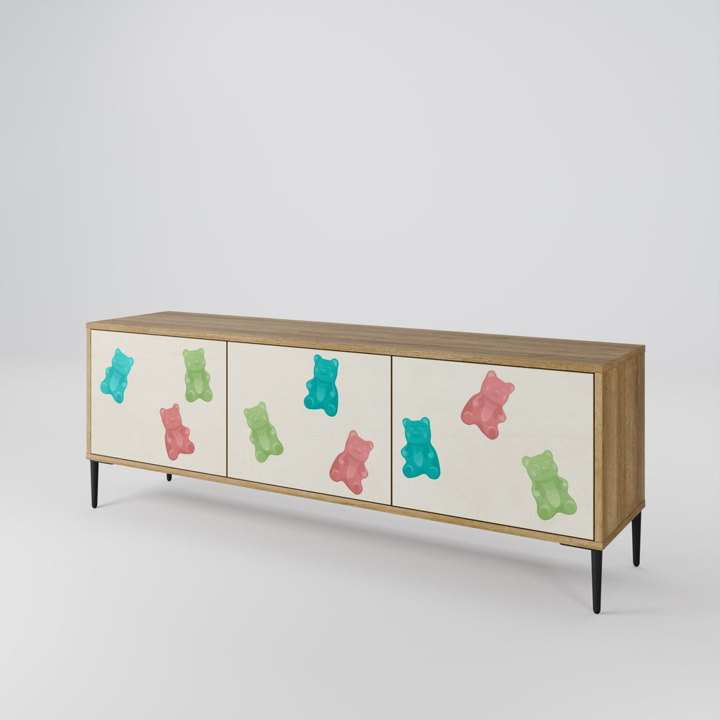 GUMMY BEARS Móvel de TV com 3 Portas em Efeito Carvalho