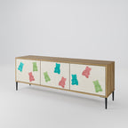 GUMMY BEARS Móvel de TV com 3 Portas em Efeito Carvalho