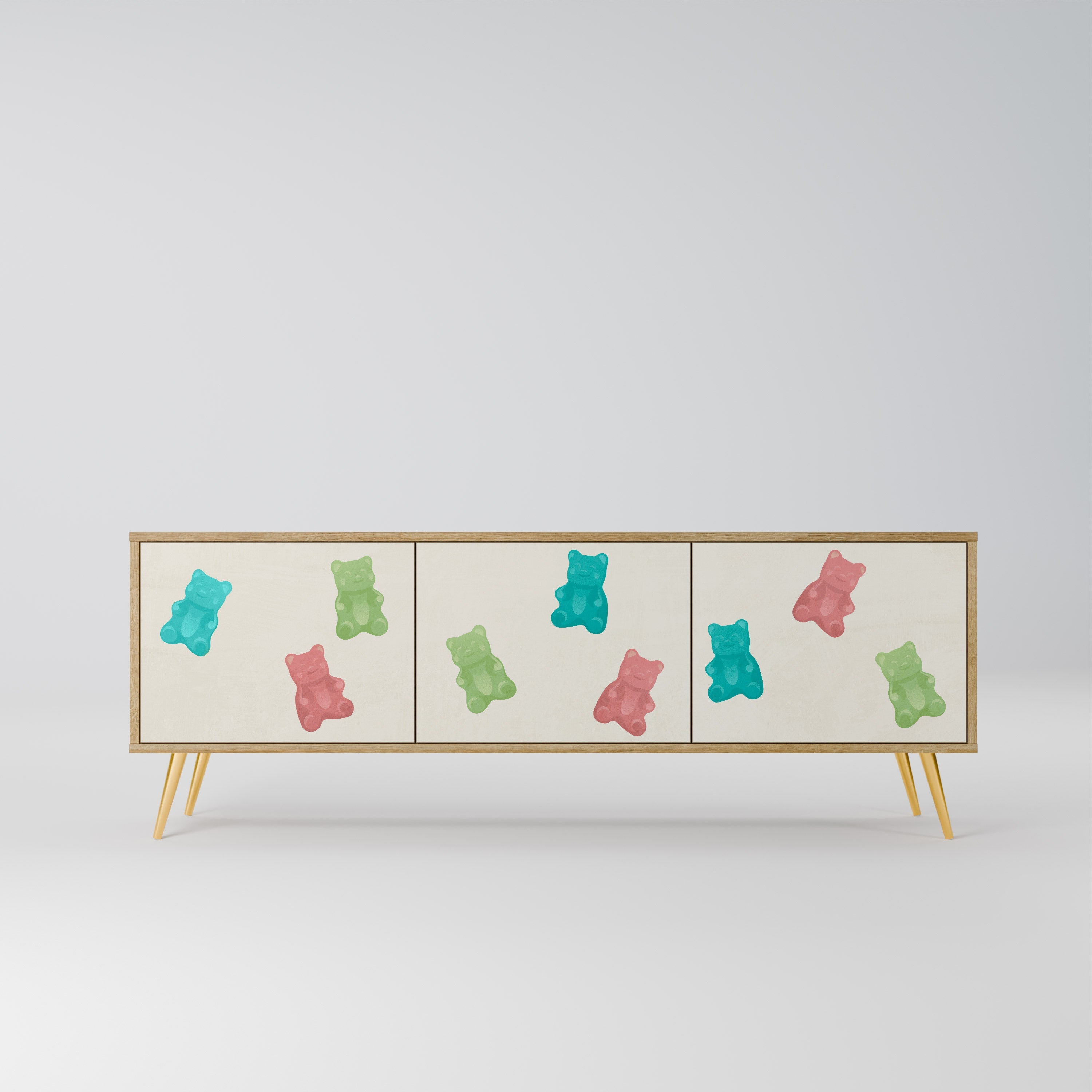 GUMMY BEARS Móvel de TV com 3 Portas em Efeito Carvalho