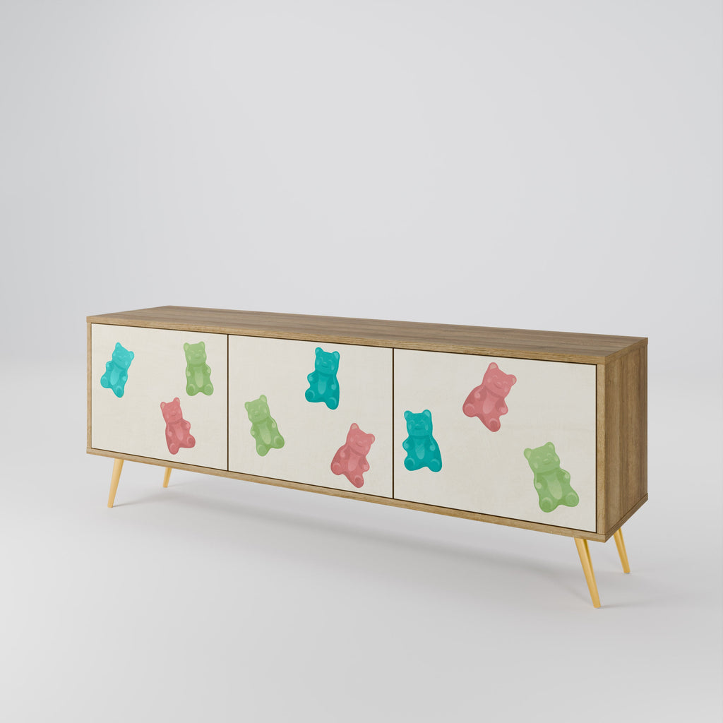 GUMMY BEARS Móvel de TV com 3 Portas em Efeito Carvalho