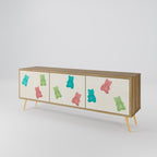 GUMMY BEARS Móvel de TV com 3 Portas em Efeito Carvalho