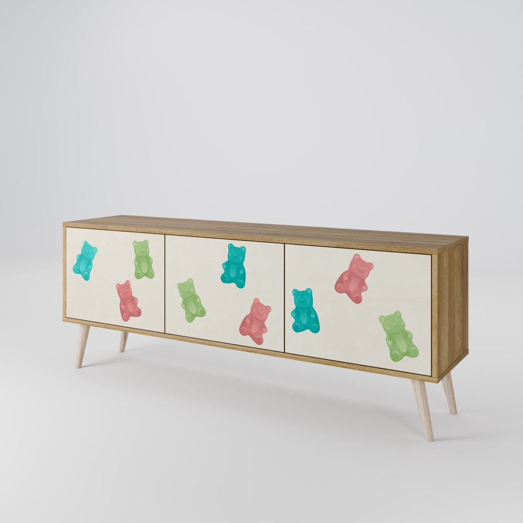 GUMMY BEARS Móvel de TV com 3 Portas em Efeito Carvalho