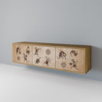 AFRICAN STYLE Móvel de TV com 3 Portas em Efeito Carvalho