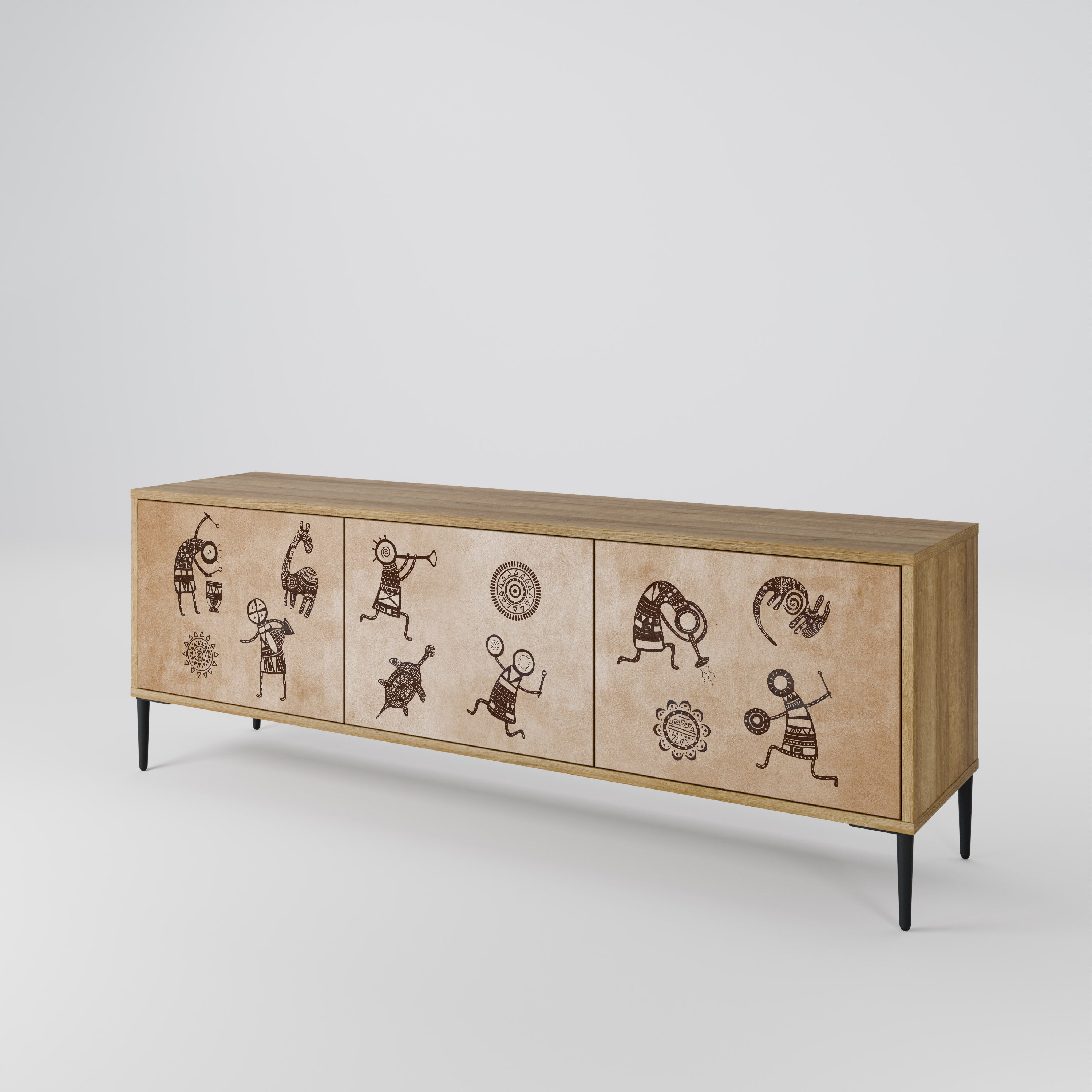 AFRICAN STYLE 3-Door TV Cabinet
