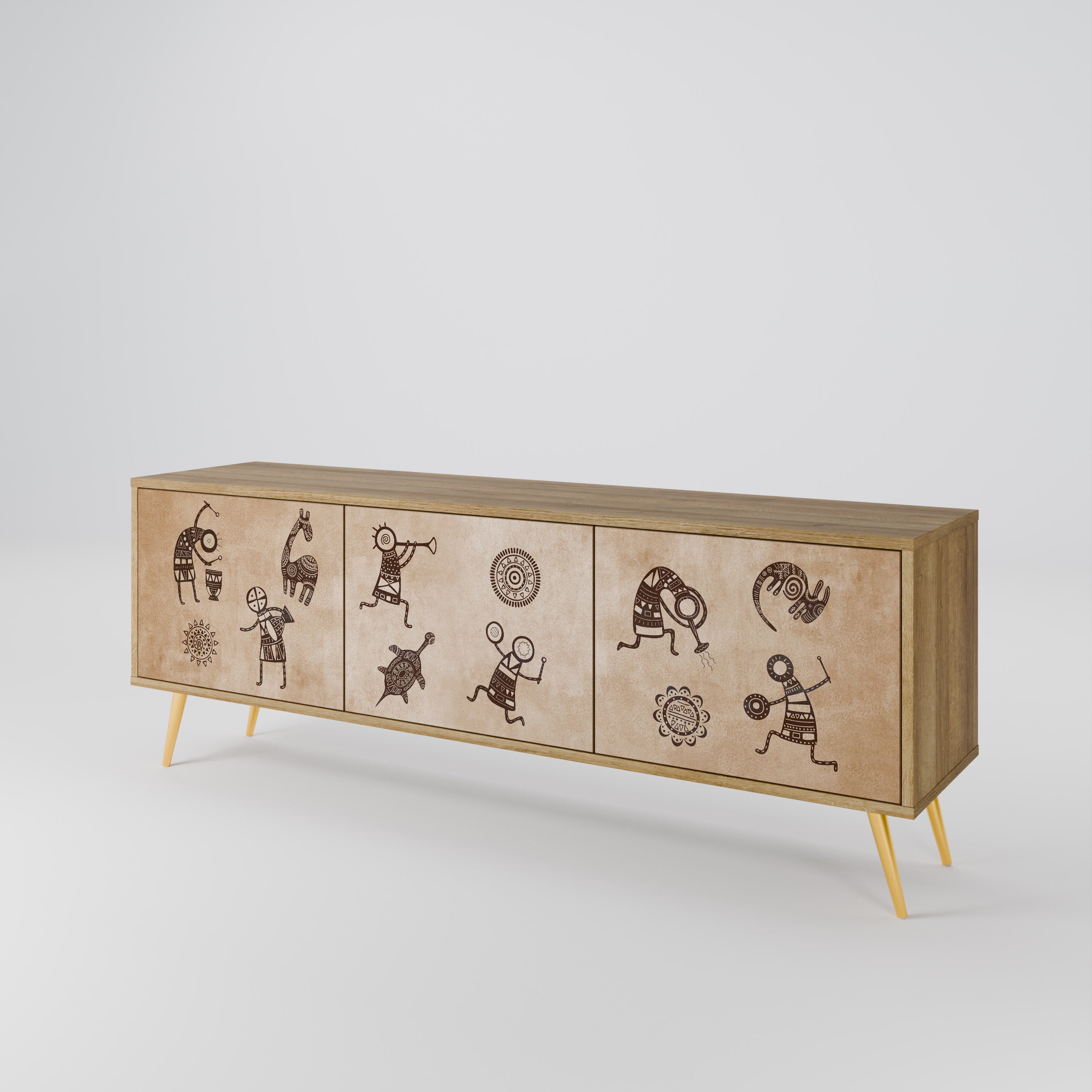 AFRICAN STYLE 3-Door TV Cabinet