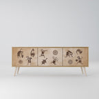 AFRICAN STYLE Móvel de TV com 3 Portas em Efeito Carvalho