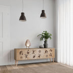 AFRICAN STYLE Móvel de TV com 3 Portas em Efeito Carvalho