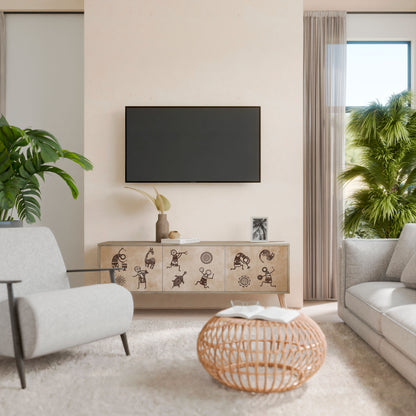 AFRICAN STYLE 3-Door TV Cabinet