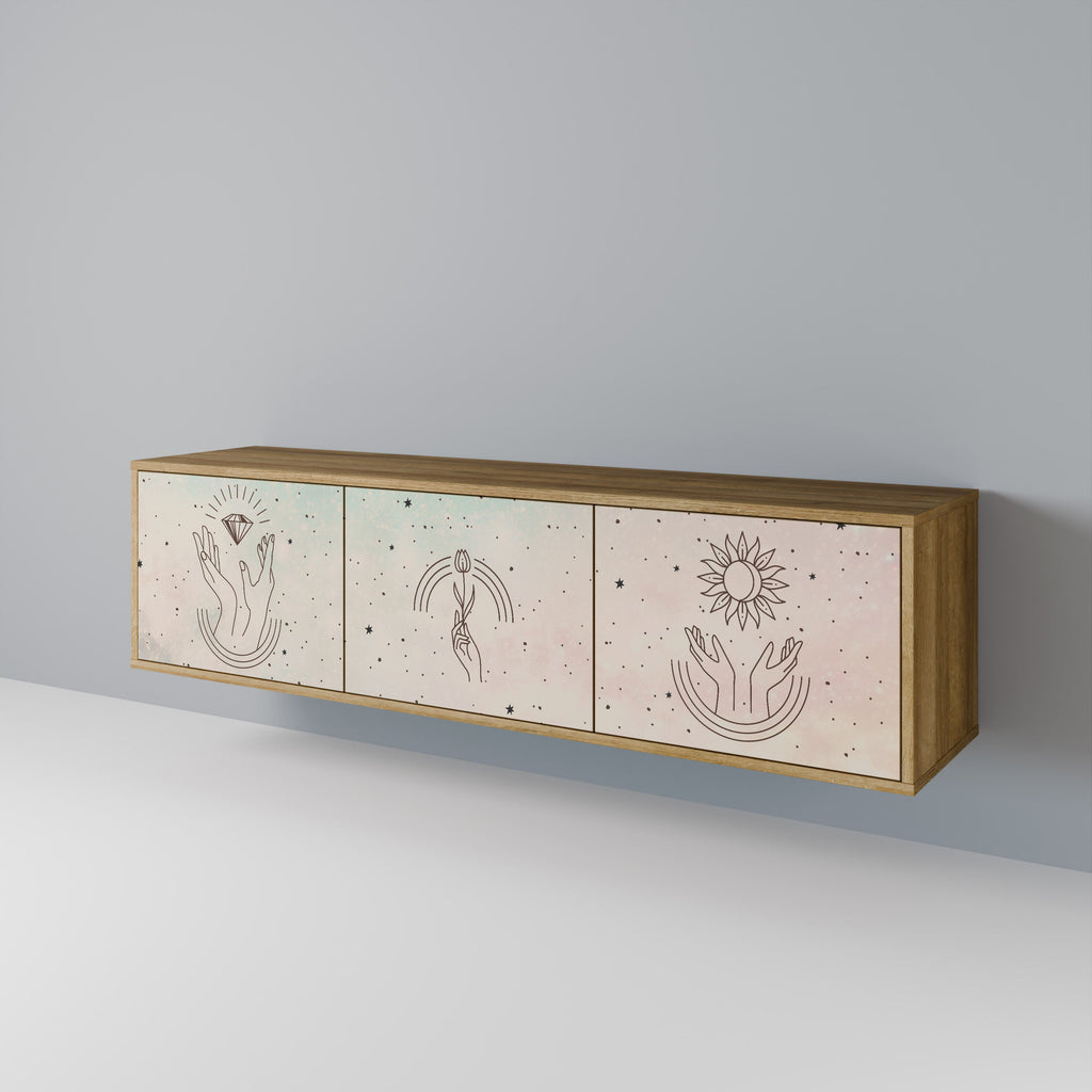 DELICATE BEAUTY Móvel de TV com 3 Portas em Efeito Carvalho