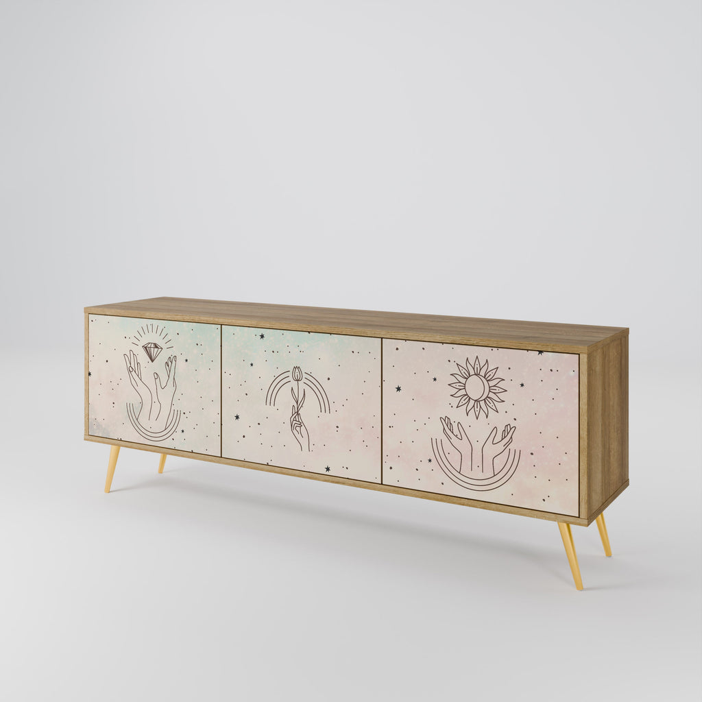 DELICATE BEAUTY Móvel de TV com 3 Portas em Efeito Carvalho