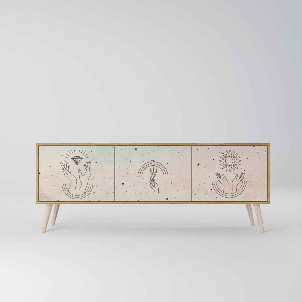 DELICATE BEAUTY Móvel de TV com 3 Portas em Efeito Carvalho