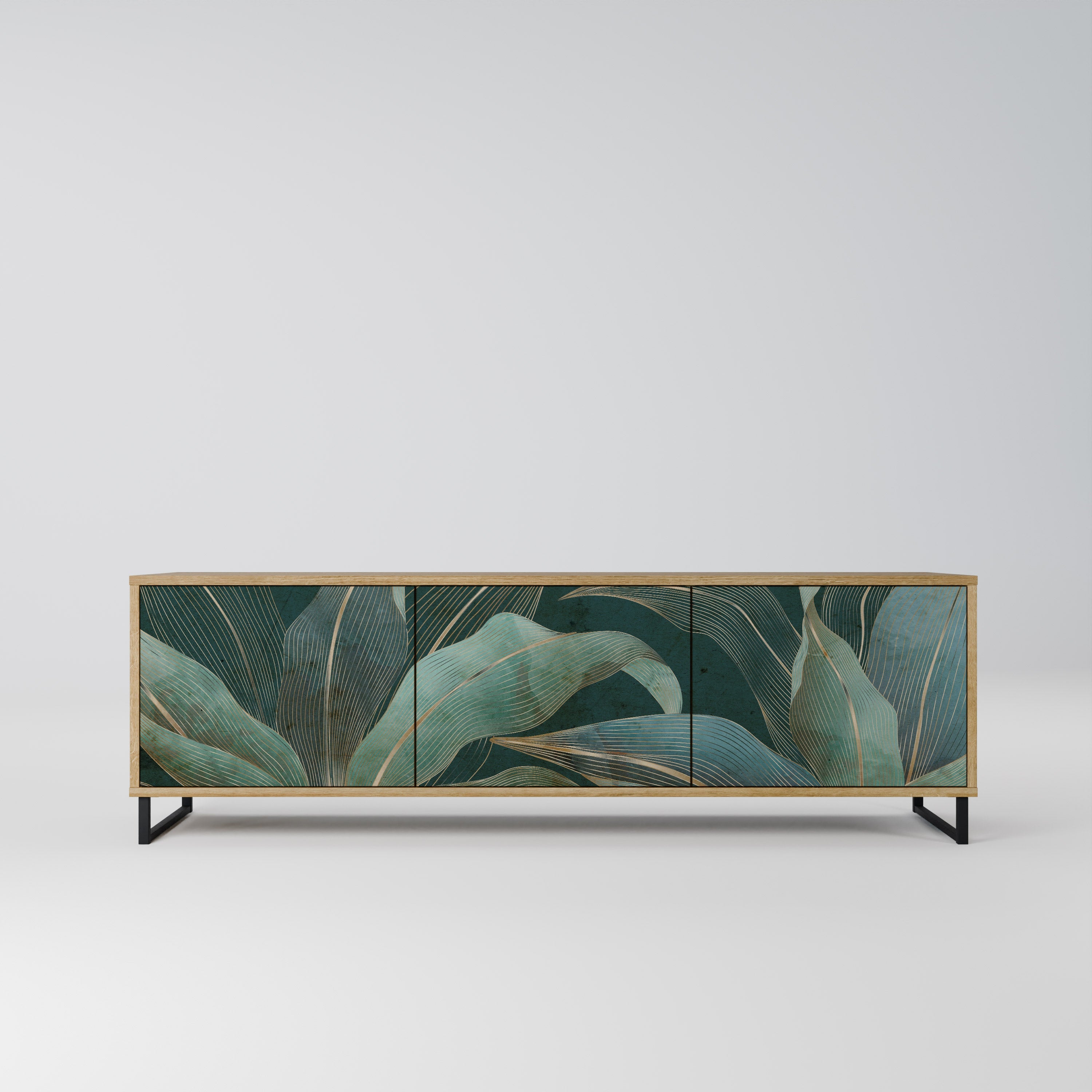 ROYAL GREEN Móvel de TV com 3 Portas em Efeito Carvalho