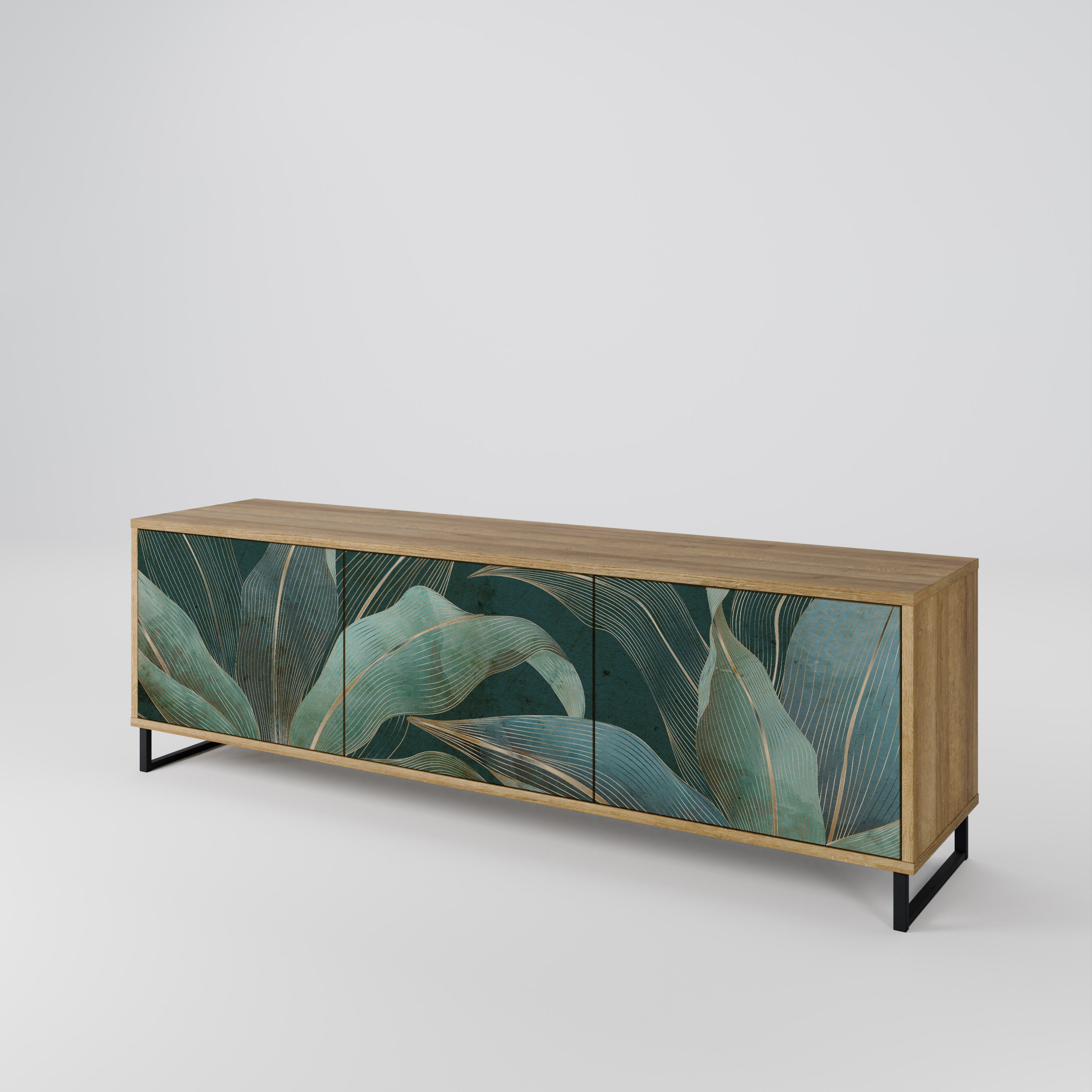 ROYAL GREEN Móvel de TV com 3 Portas em Efeito Carvalho