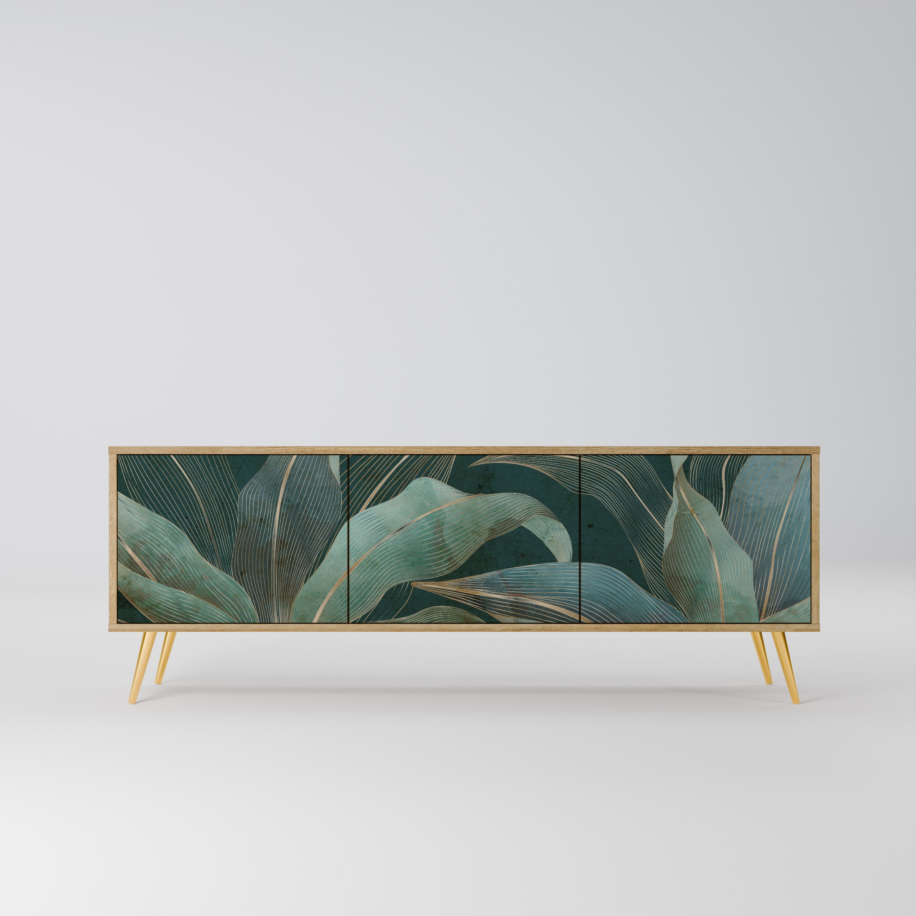 ROYAL GREEN Móvel de TV com 3 Portas em Efeito Carvalho