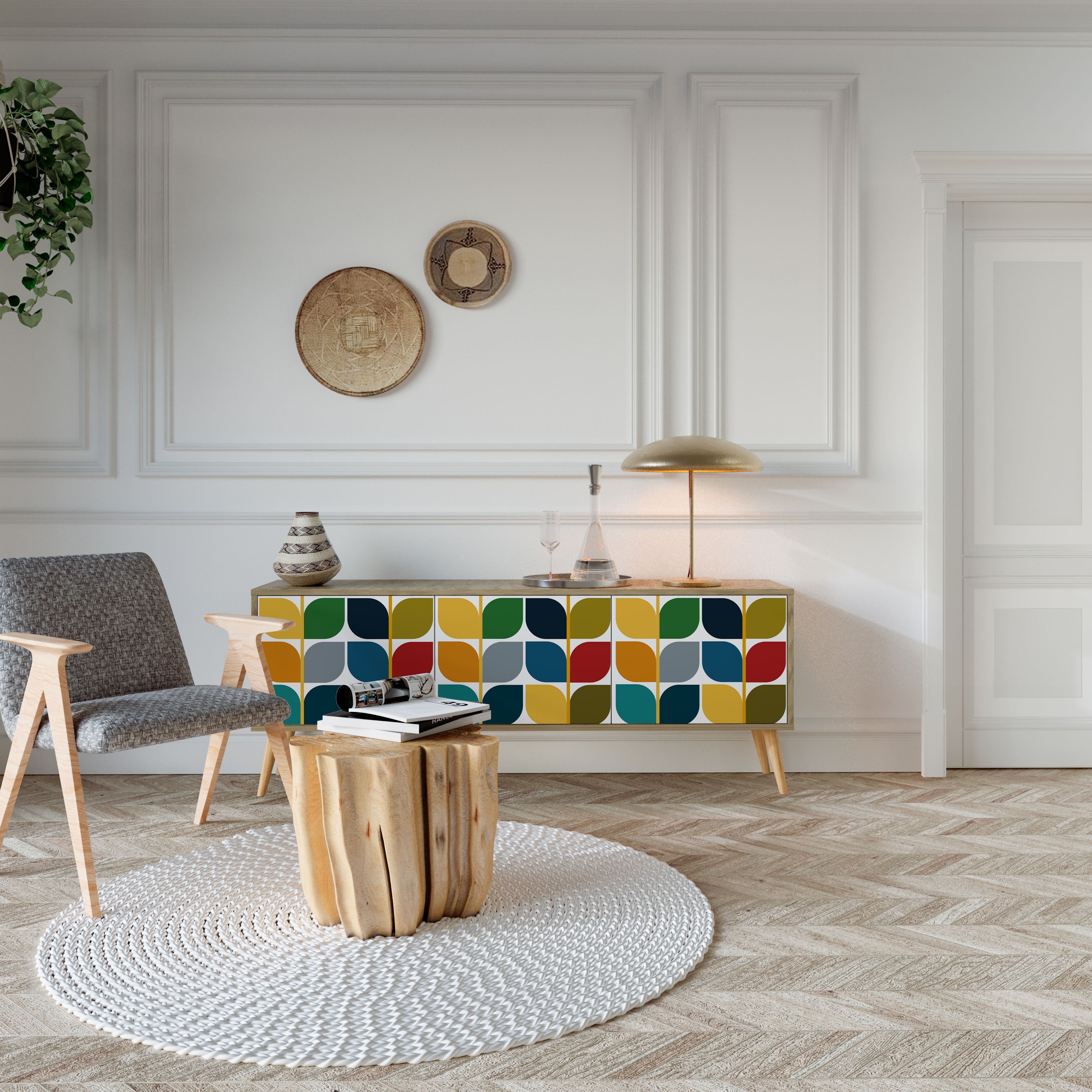 WEIGHTLESS HOURS Móvel de TV com 3 Portas em Efeito Carvalho