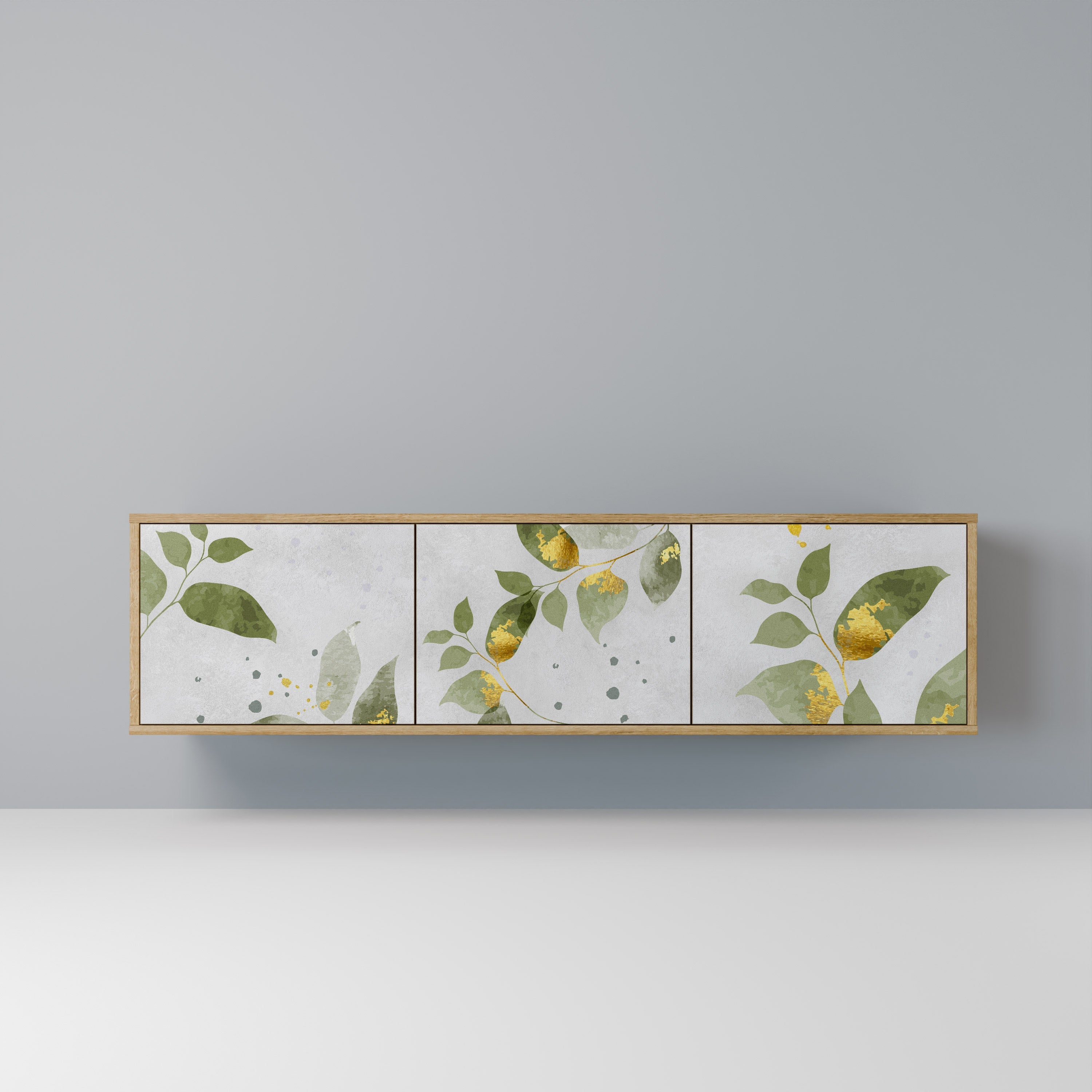 ELEGANT BOTANICS Móvel de TV com 3 Portas em Efeito Carvalho