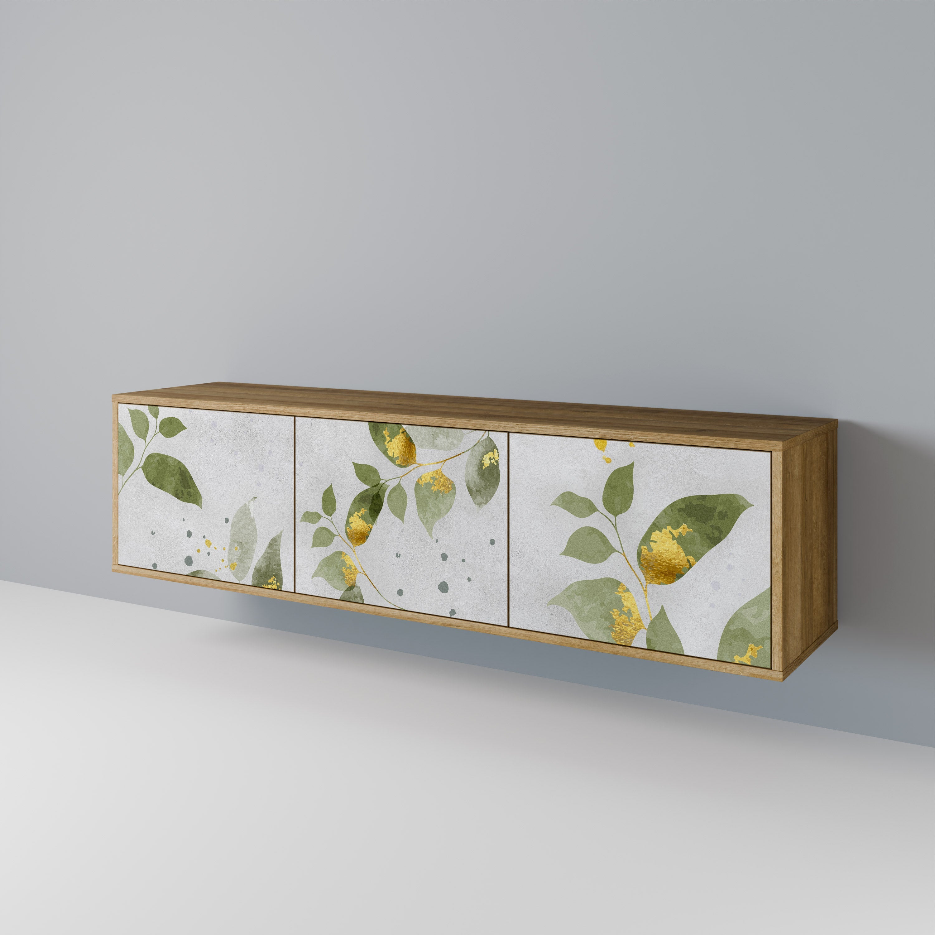 ELEGANT BOTANICS Móvel de TV com 3 Portas em Efeito Carvalho