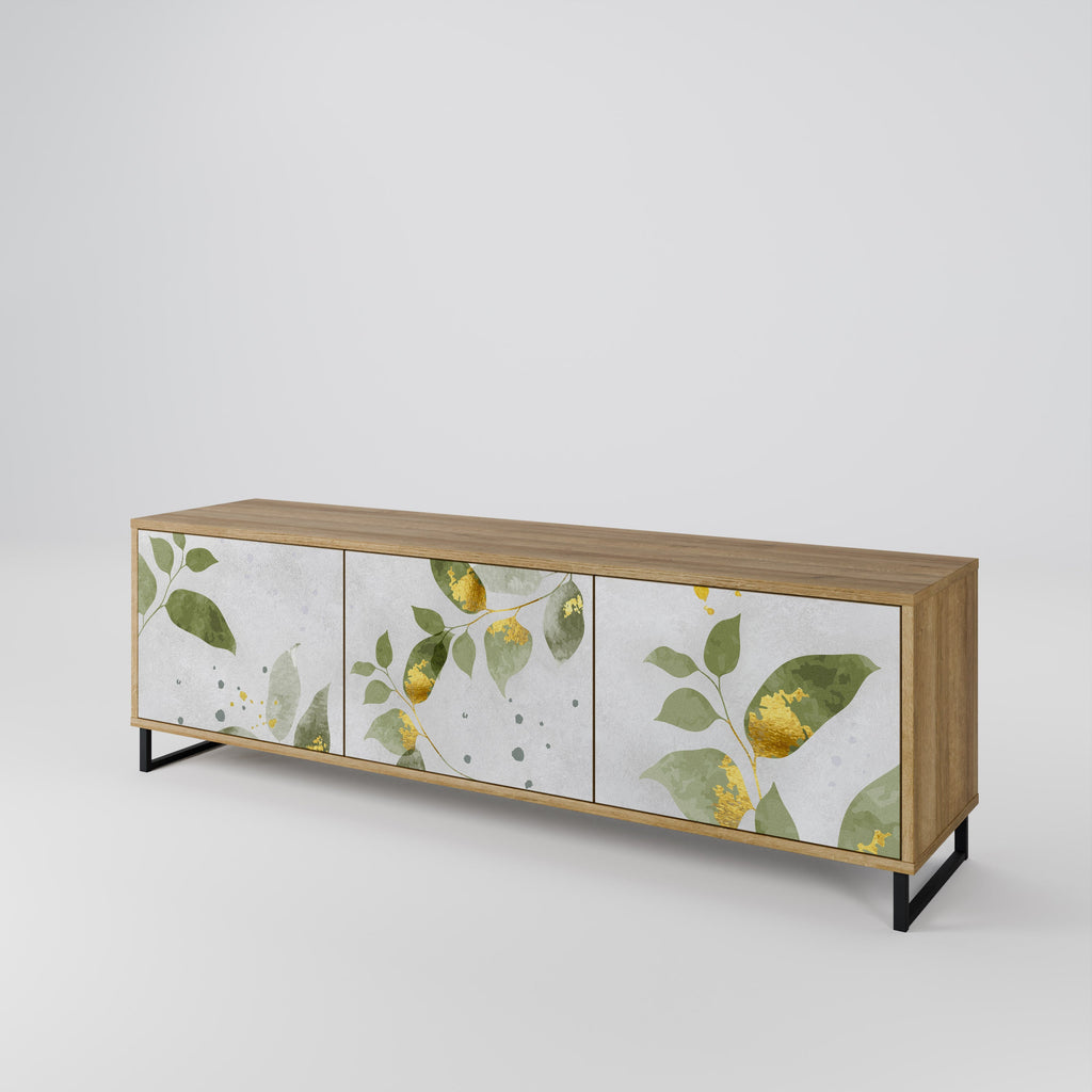 ELEGANT BOTANICS Móvel de TV com 3 Portas em Efeito Carvalho