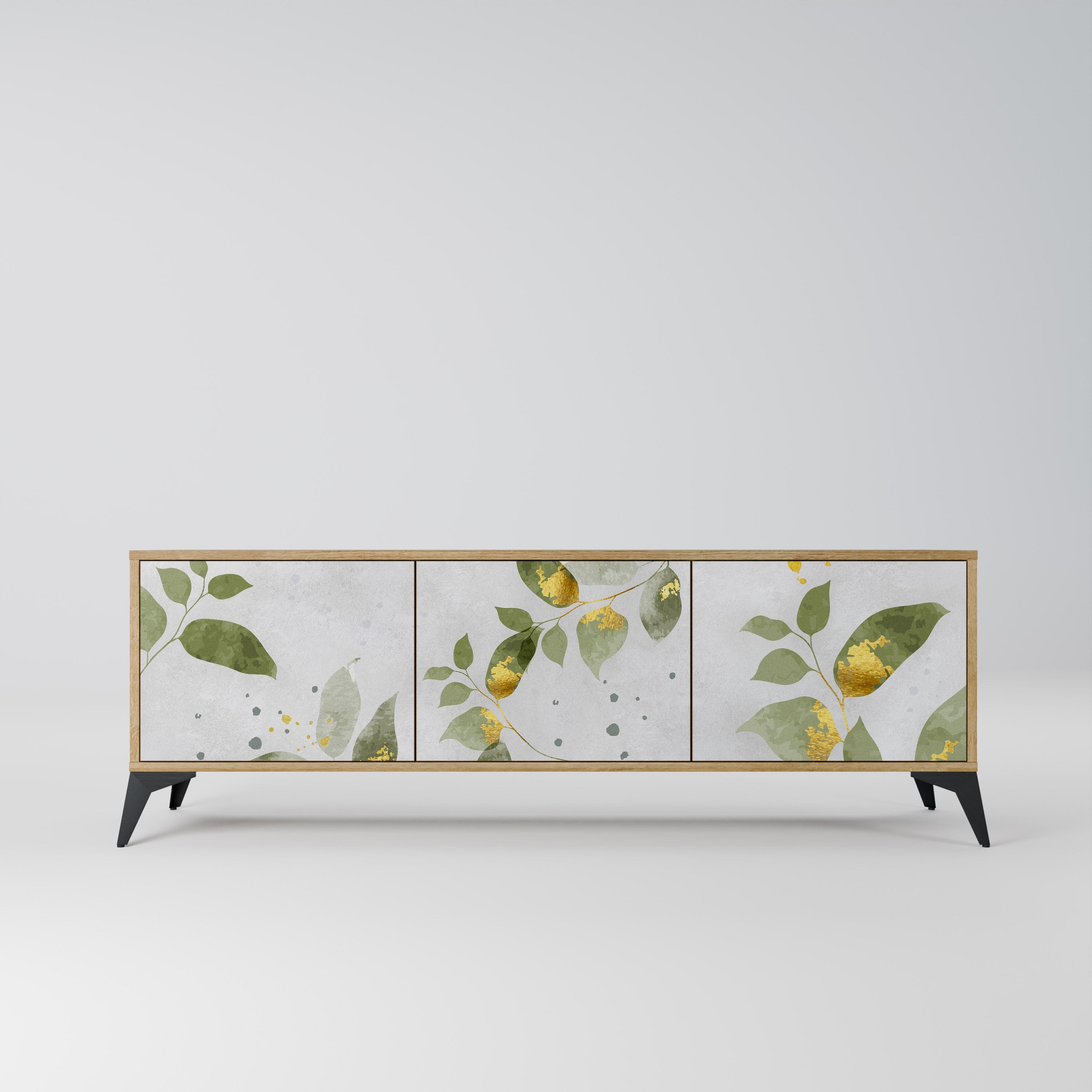 ELEGANT BOTANICS Móvel de TV com 3 Portas em Efeito Carvalho