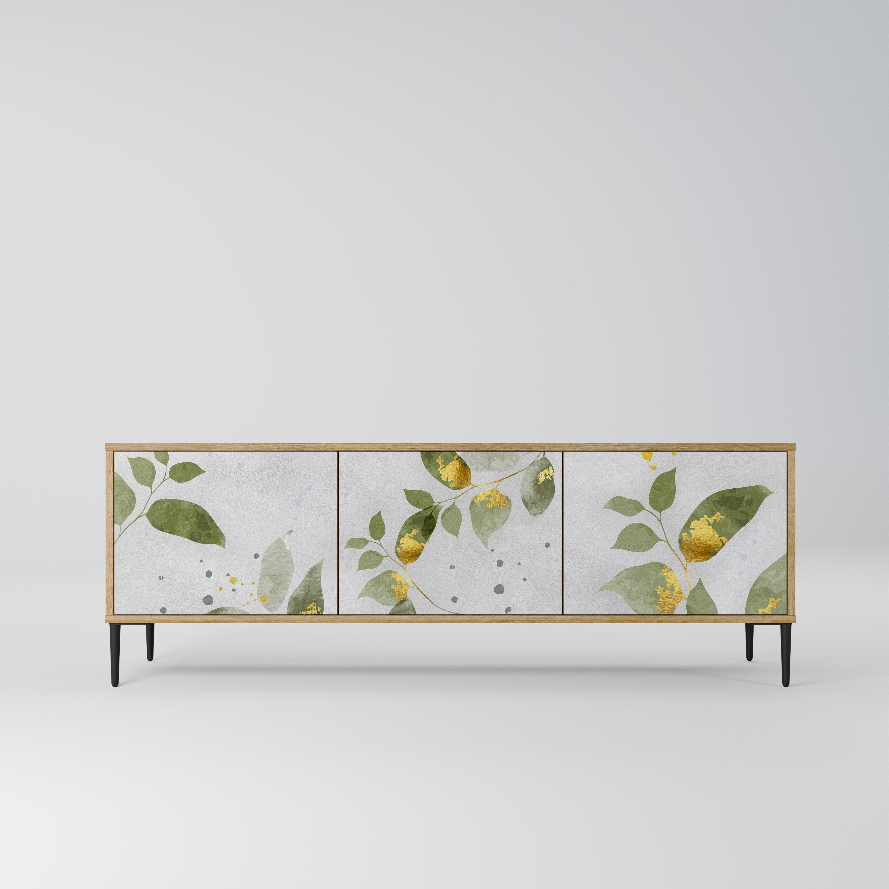 ELEGANT BOTANICS Móvel de TV com 3 Portas em Efeito Carvalho