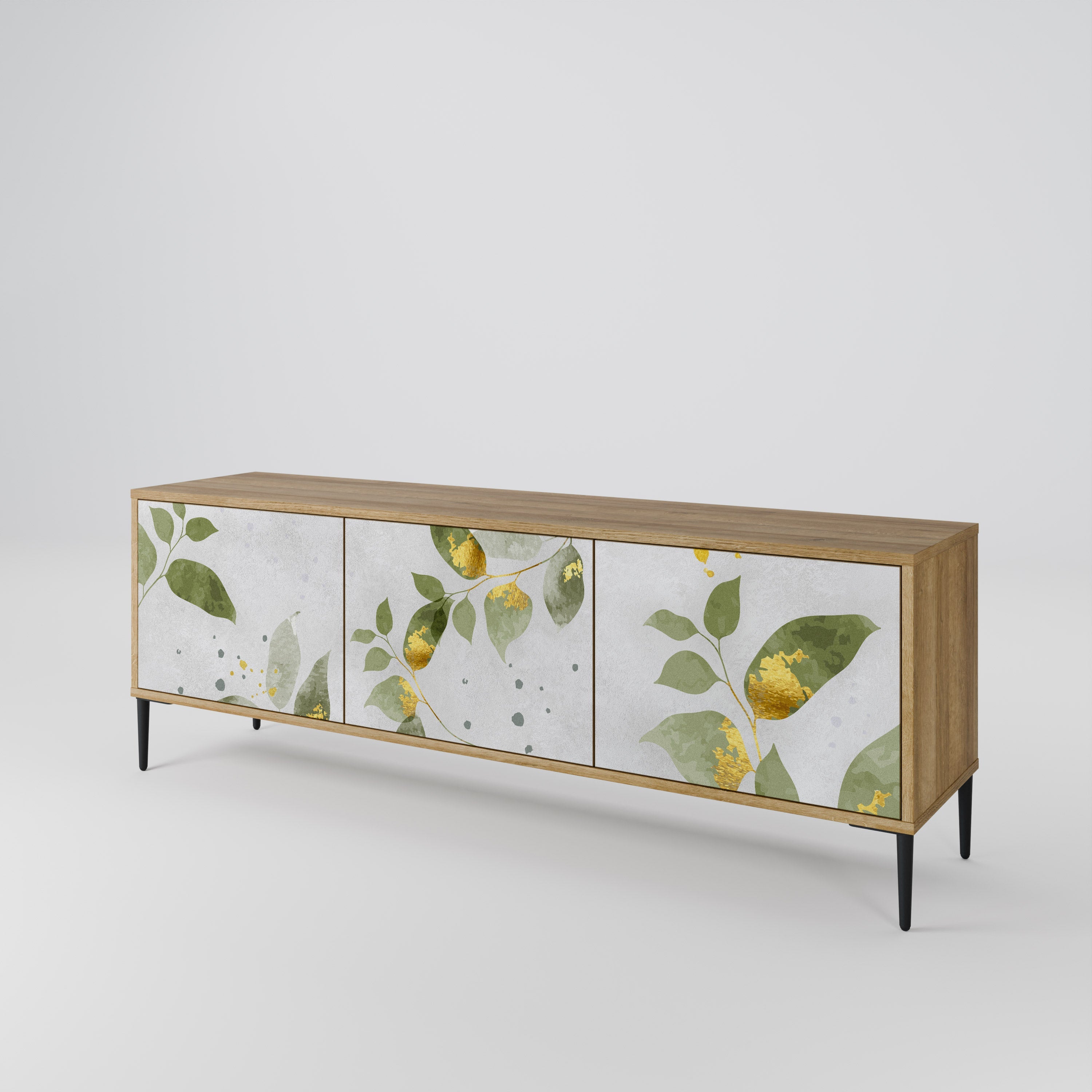 ELEGANT BOTANICS Móvel de TV com 3 Portas em Efeito Carvalho