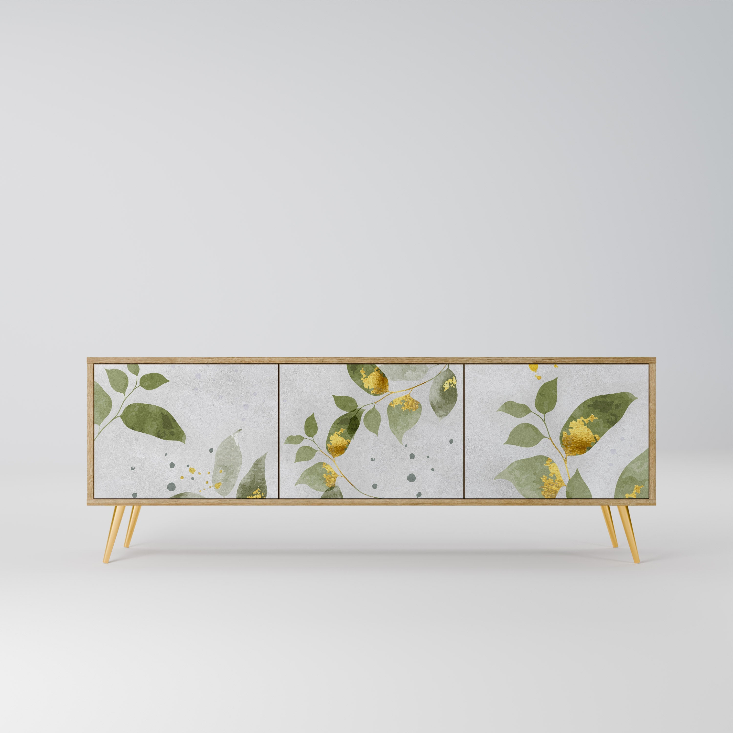 ELEGANT BOTANICS Móvel de TV com 3 Portas em Efeito Carvalho