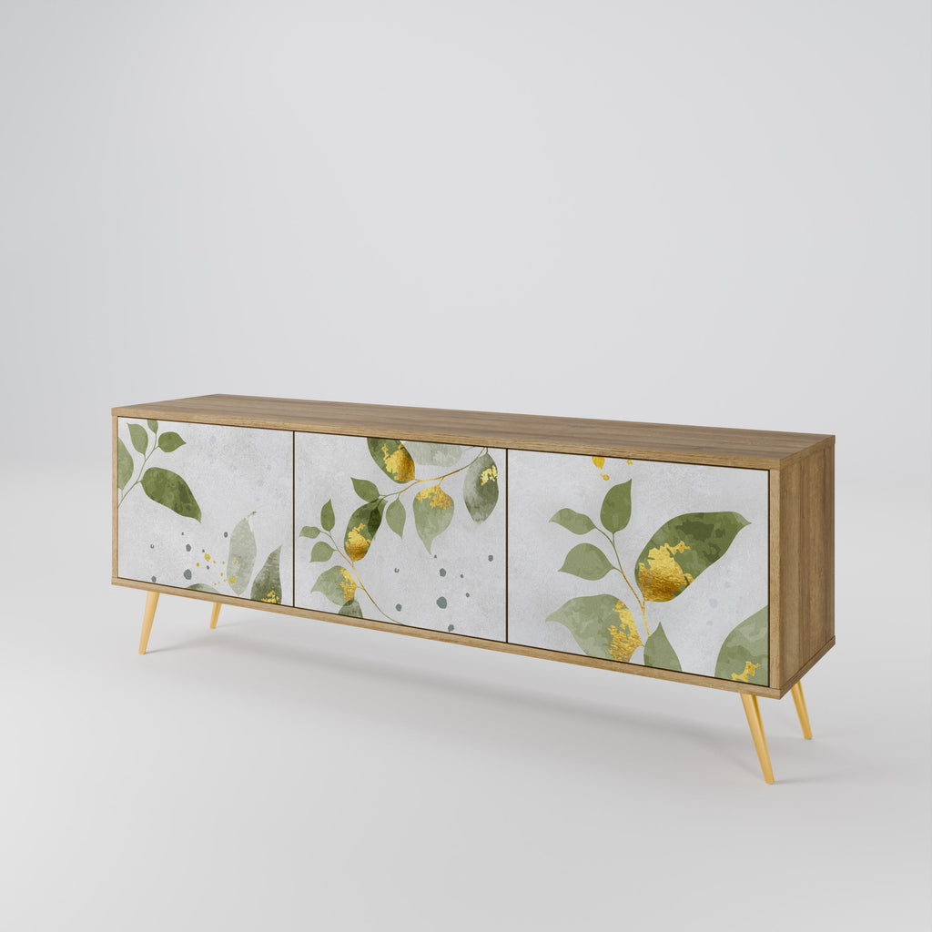 ELEGANT BOTANICS Móvel de TV com 3 Portas em Efeito Carvalho