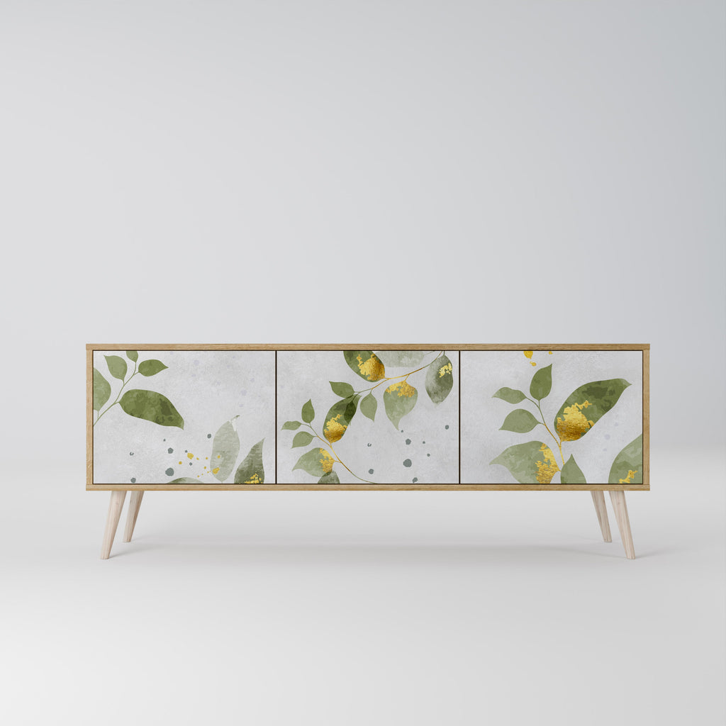 ELEGANT BOTANICS Móvel de TV com 3 Portas em Efeito Carvalho