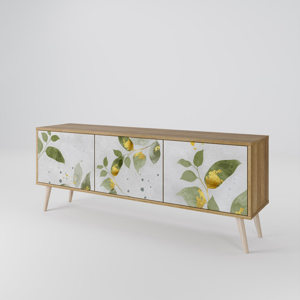 ELEGANT BOTANICS Móvel de TV com 3 Portas em Efeito Carvalho