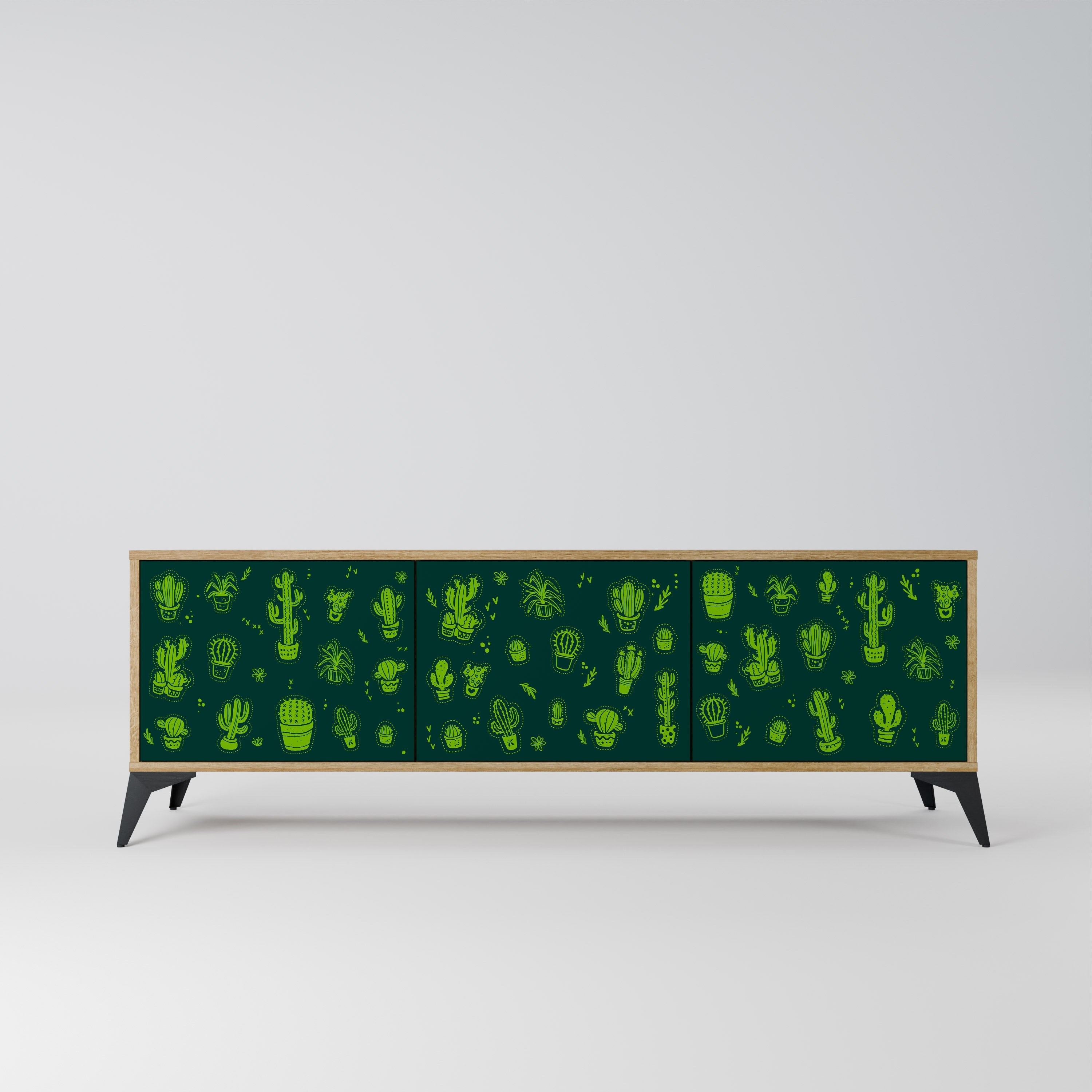 DESERT GREEN Móvel de TV com 3 Portas em Efeito Carvalho