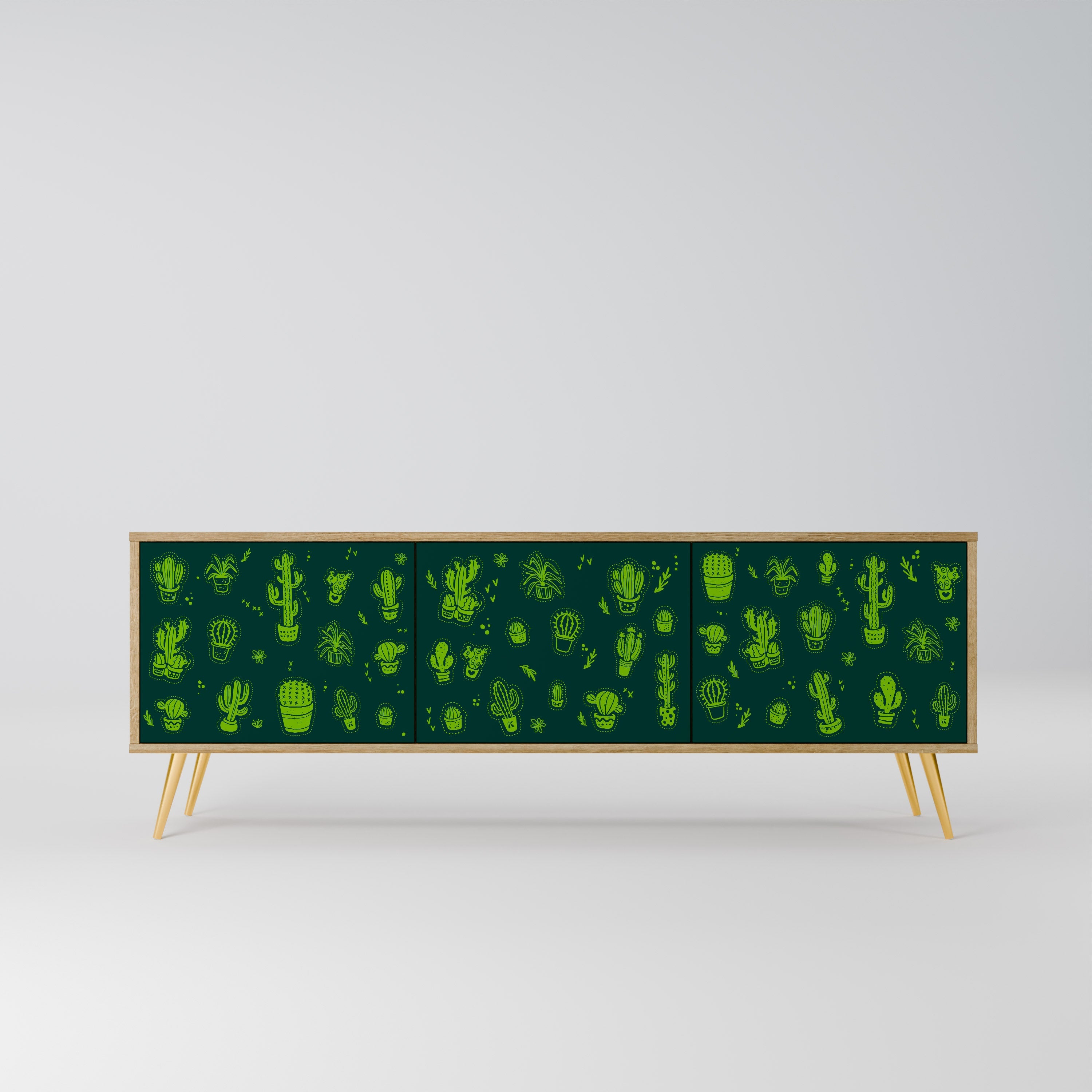 DESERT GREEN Móvel de TV com 3 Portas em Efeito Carvalho