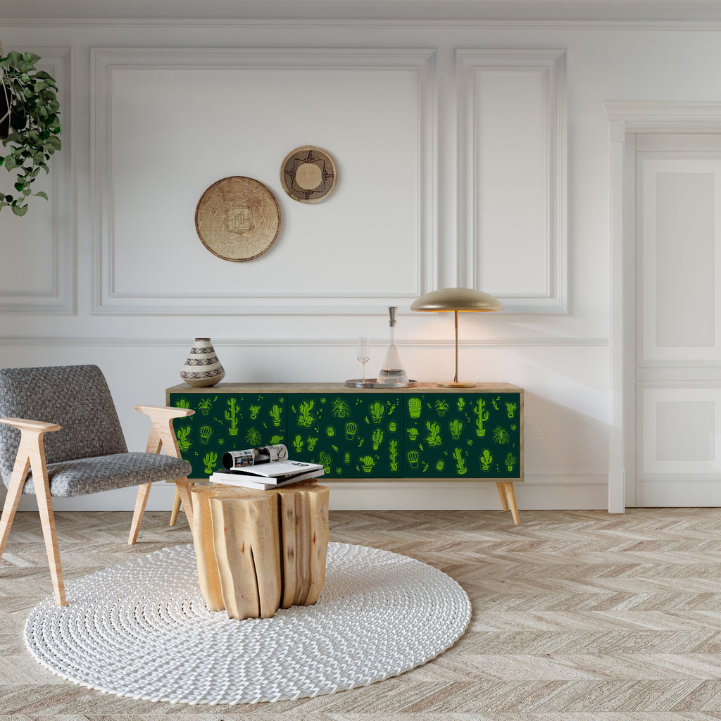 DESERT GREEN Móvel de TV com 3 Portas em Efeito Carvalho