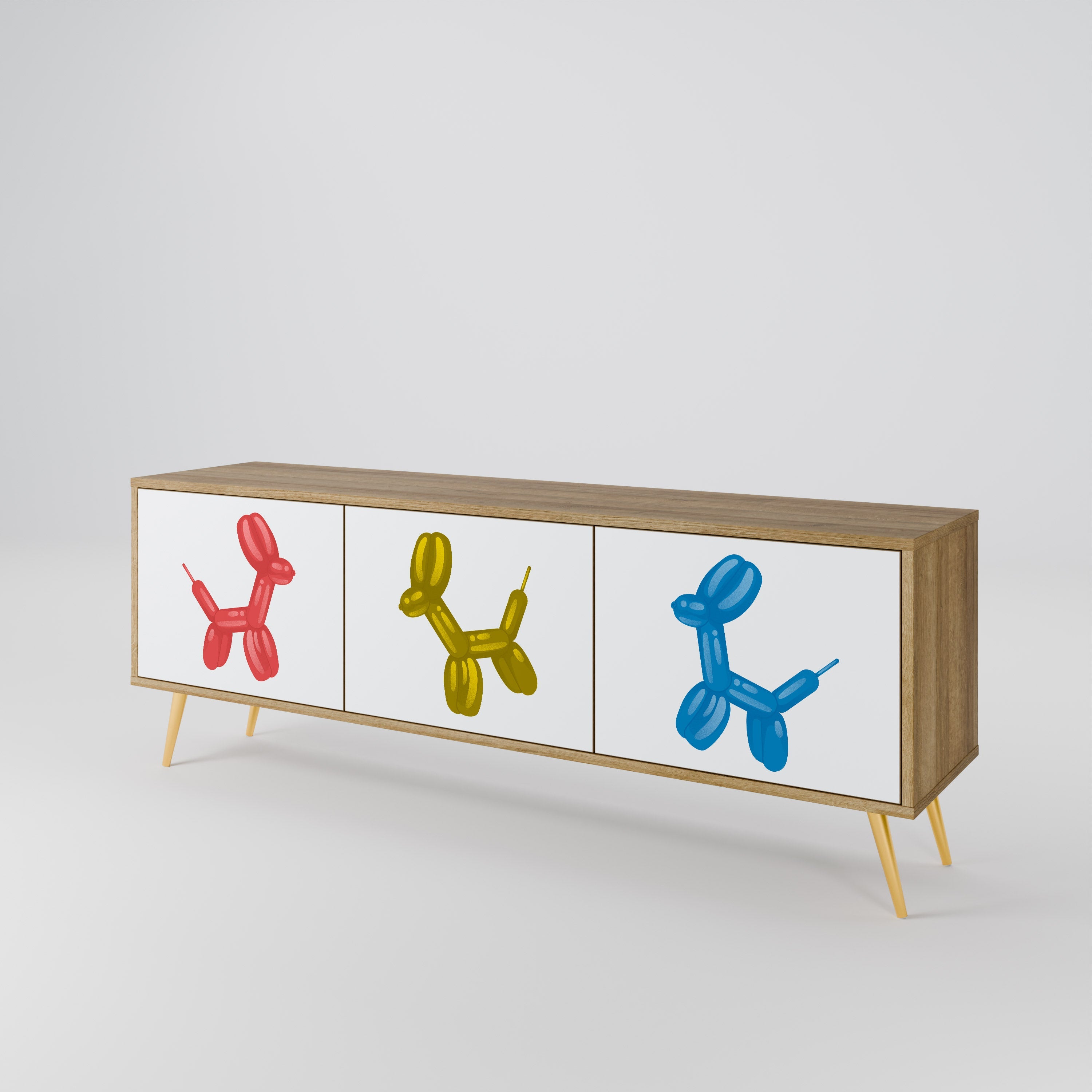 CHILDHOOD MEMORY Móvel de TV com 3 Portas em Efeito Carvalho