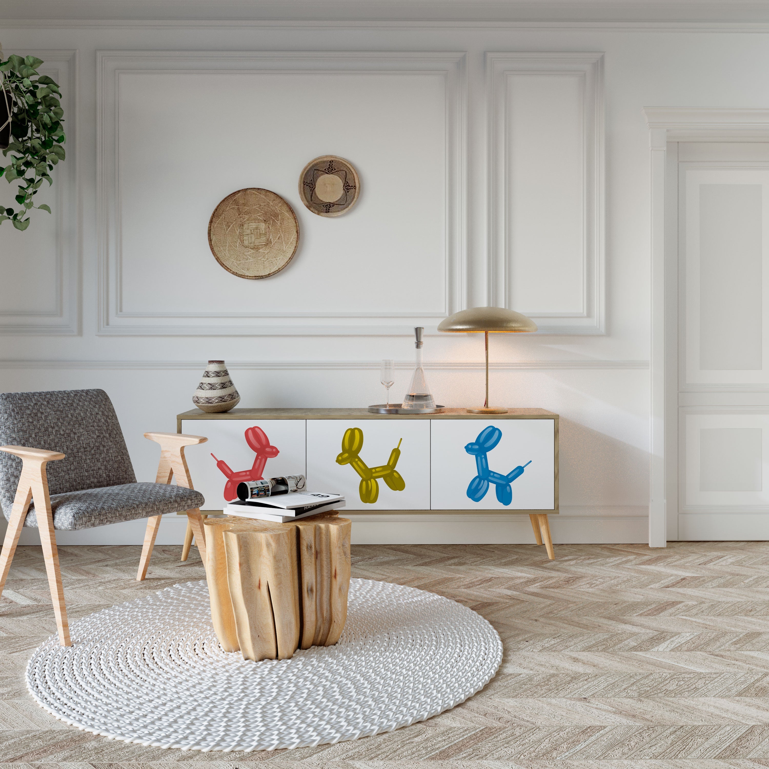 CHILDHOOD MEMORY Móvel de TV com 3 Portas em Efeito Carvalho