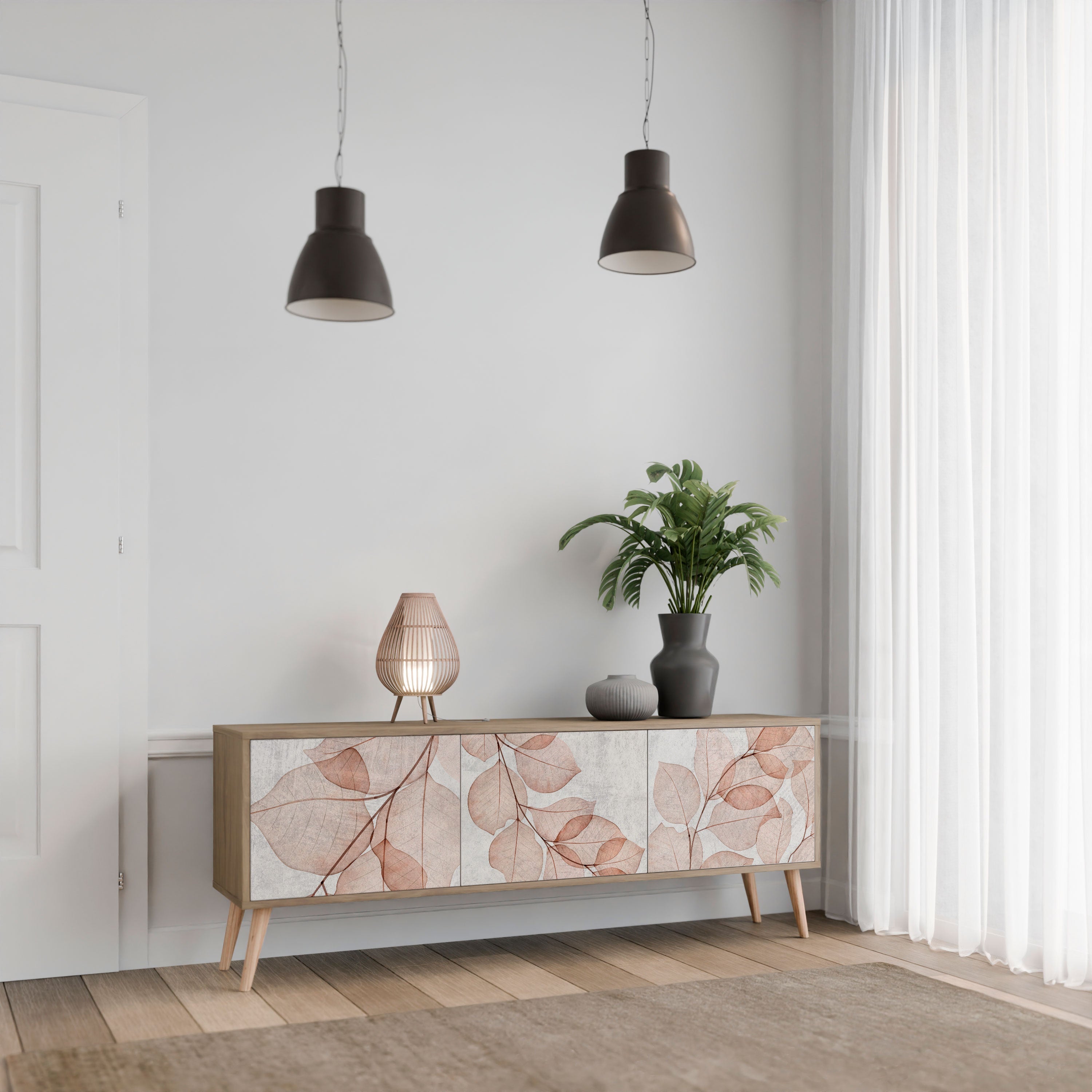 AUTUMN FRAGILITY Móvel de TV com 3 Portas em Efeito Carvalho