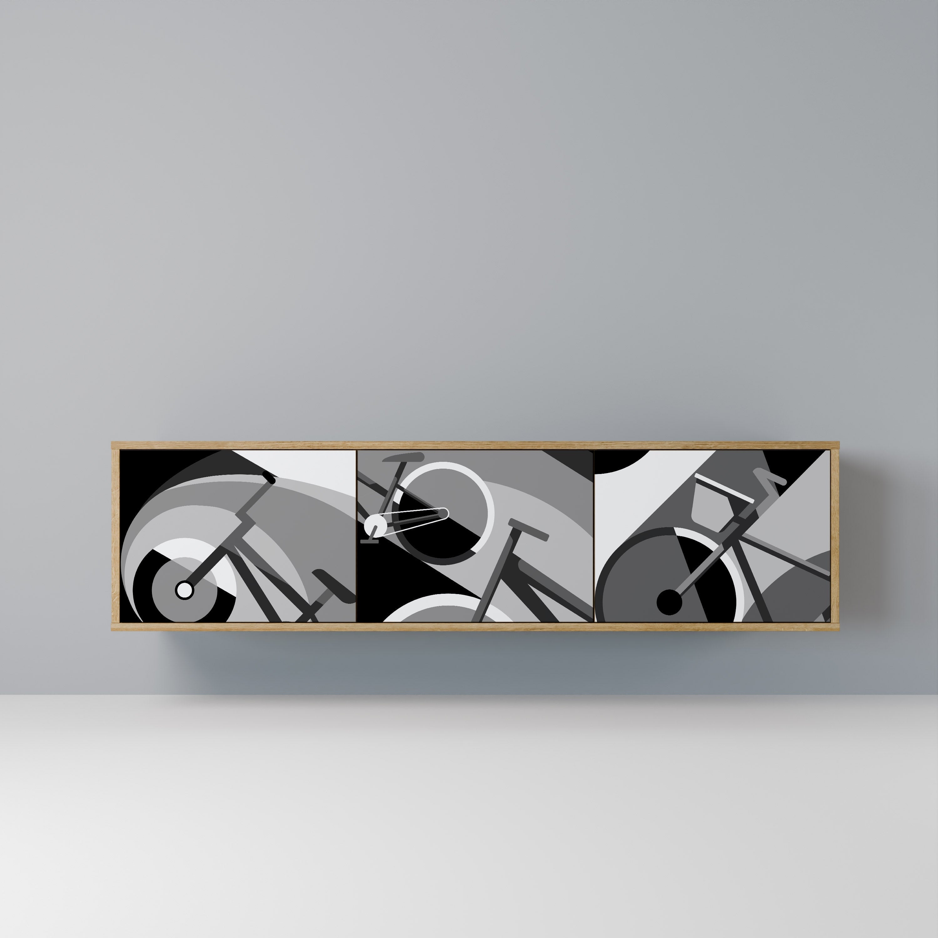 BIKE ENERGY Móvel de TV com 3 Portas em Efeito Carvalho