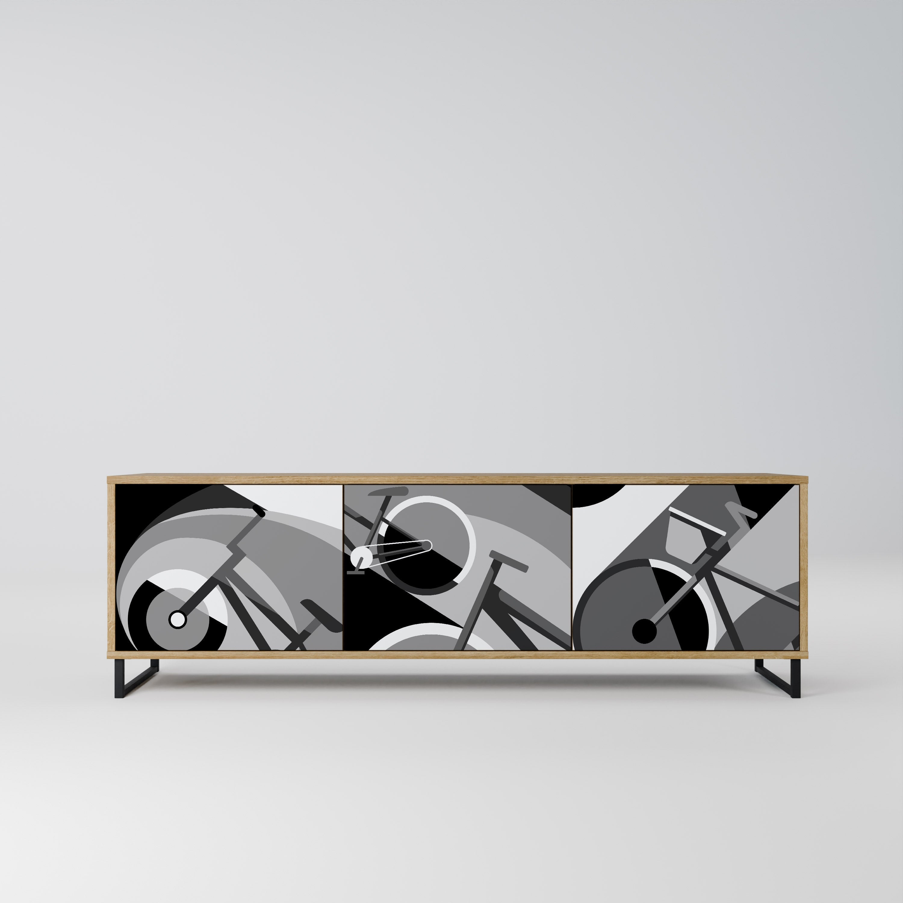 BIKE ENERGY Móvel de TV com 3 Portas em Efeito Carvalho