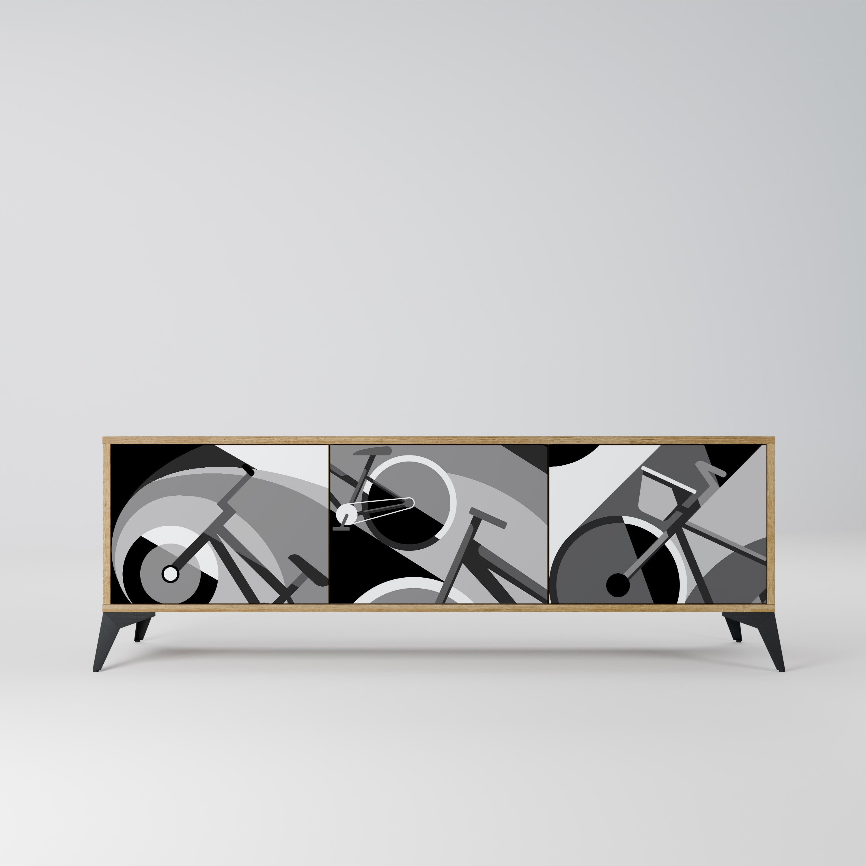 BIKE ENERGY Móvel de TV com 3 Portas em Efeito Carvalho