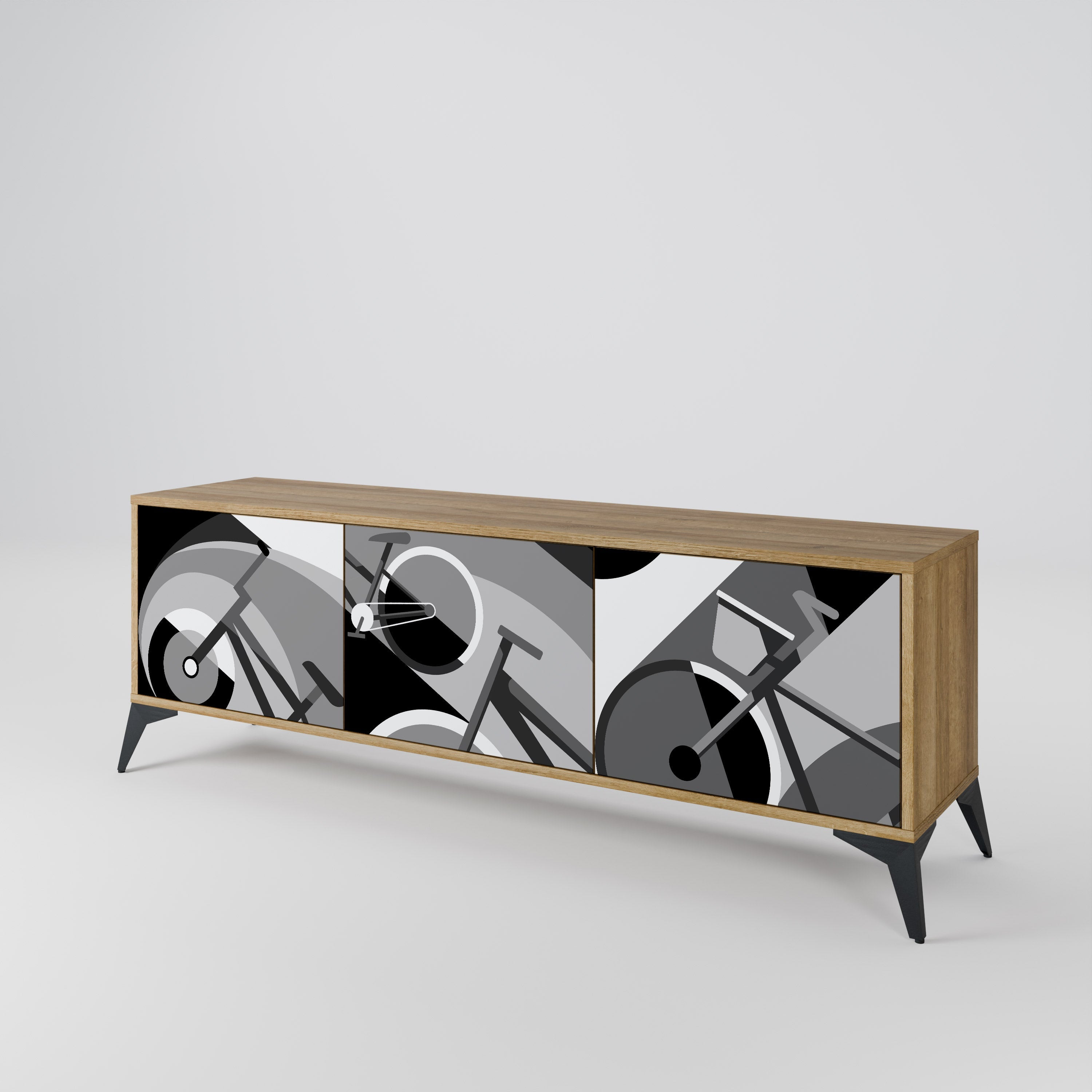 BIKE ENERGY Móvel de TV com 3 Portas em Efeito Carvalho