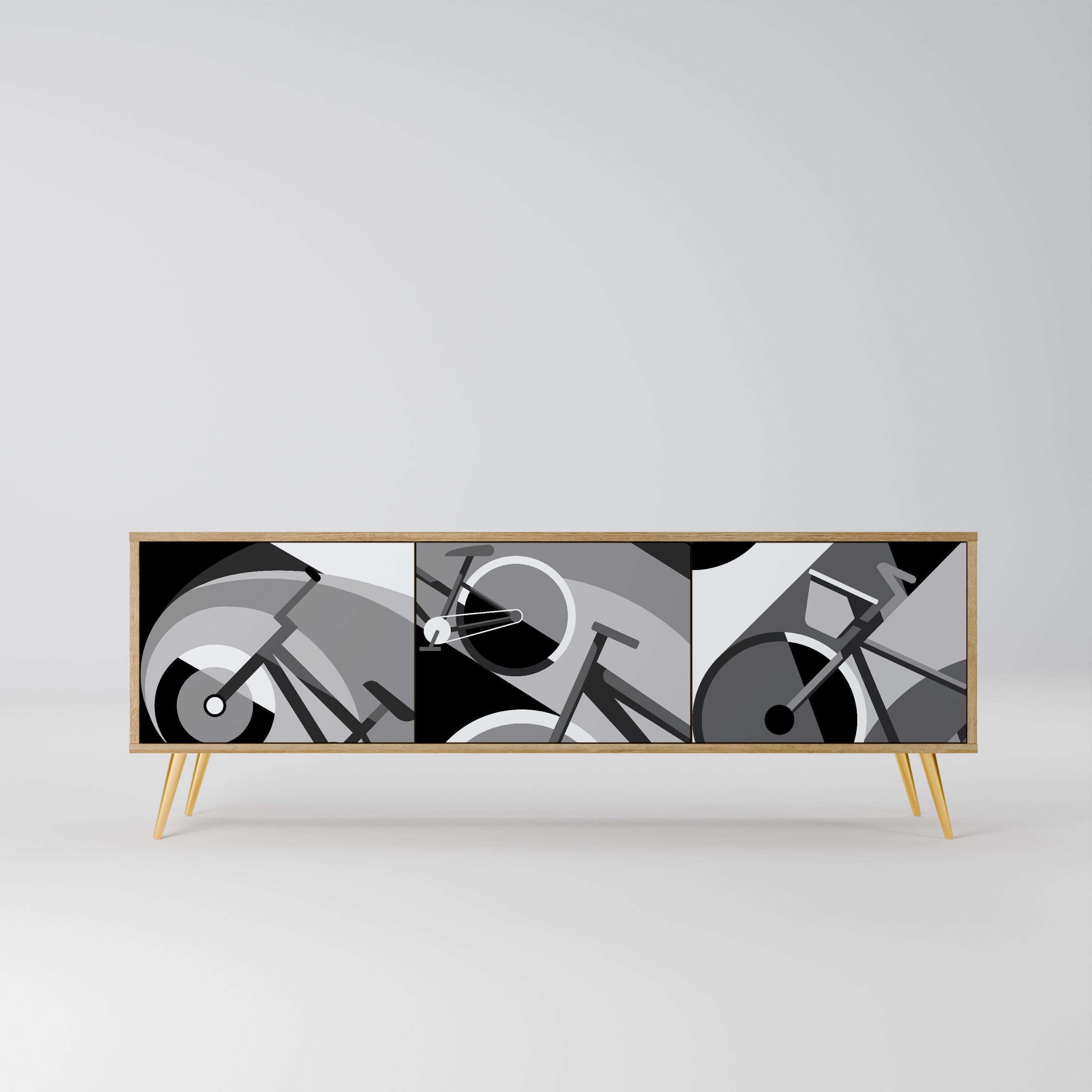 BIKE ENERGY Móvel de TV com 3 Portas em Efeito Carvalho