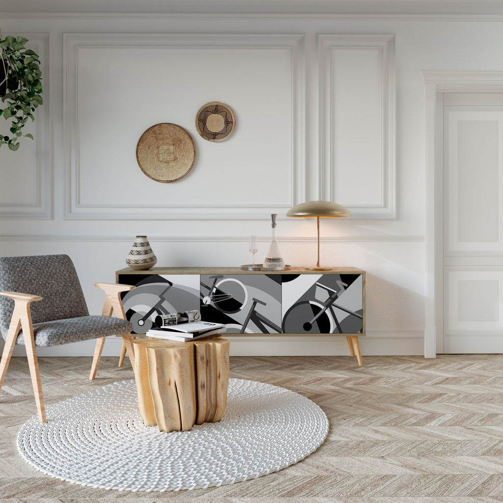 BIKE ENERGY Móvel de TV com 3 Portas em Efeito Carvalho