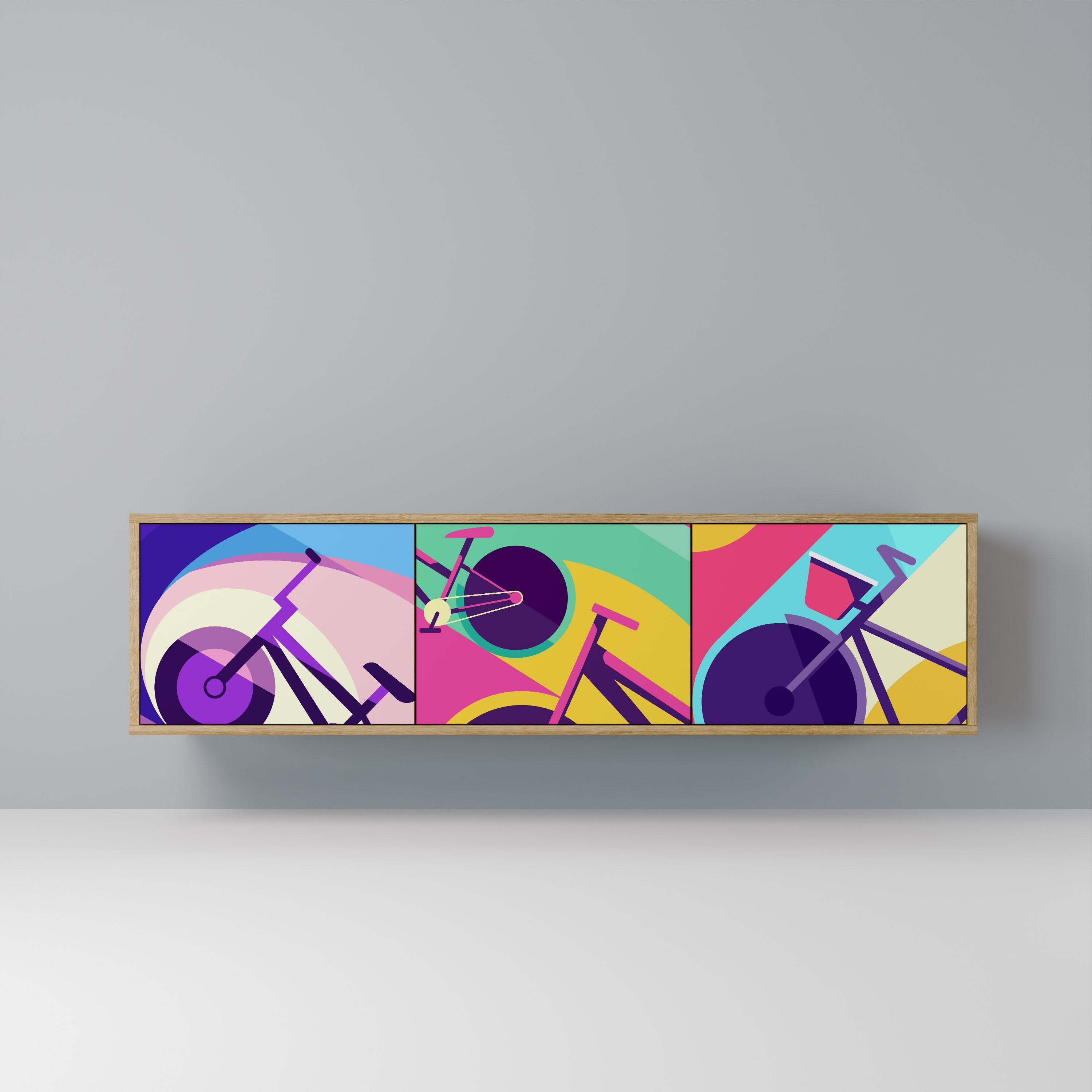 BIKE DREAMS Móvel de TV com 3 Portas em Efeito Carvalho