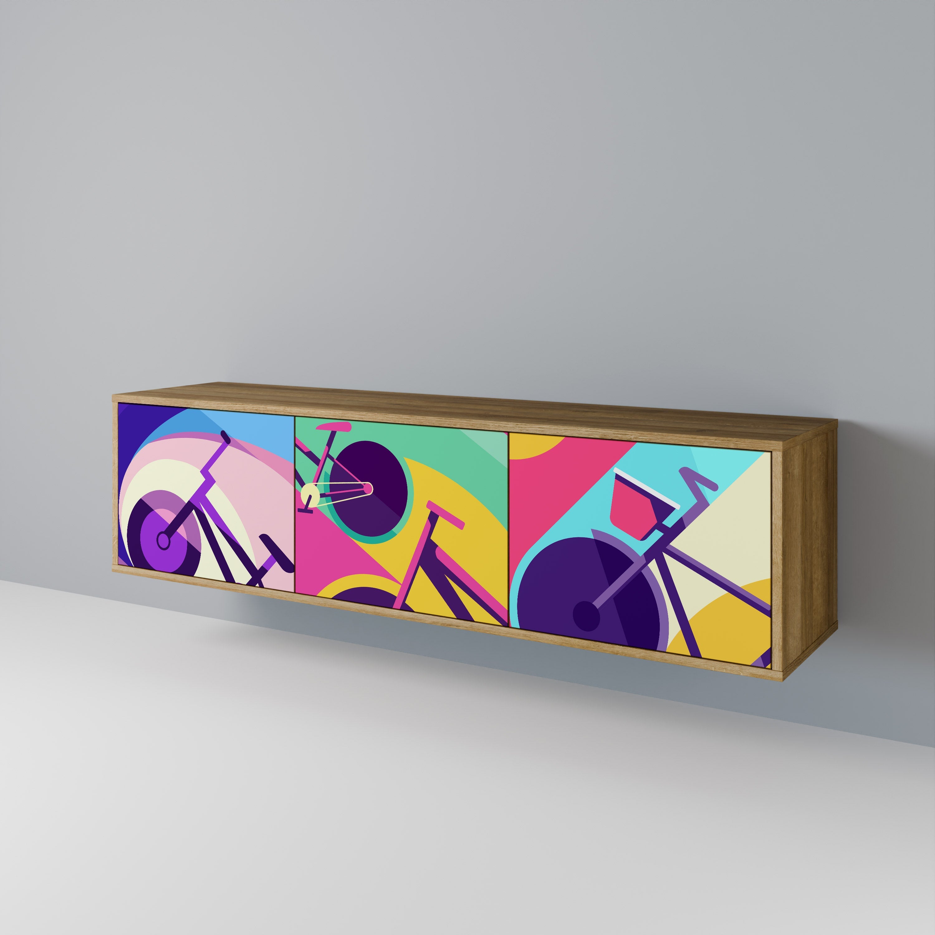 BIKE DREAMS Móvel de TV com 3 Portas em Efeito Carvalho