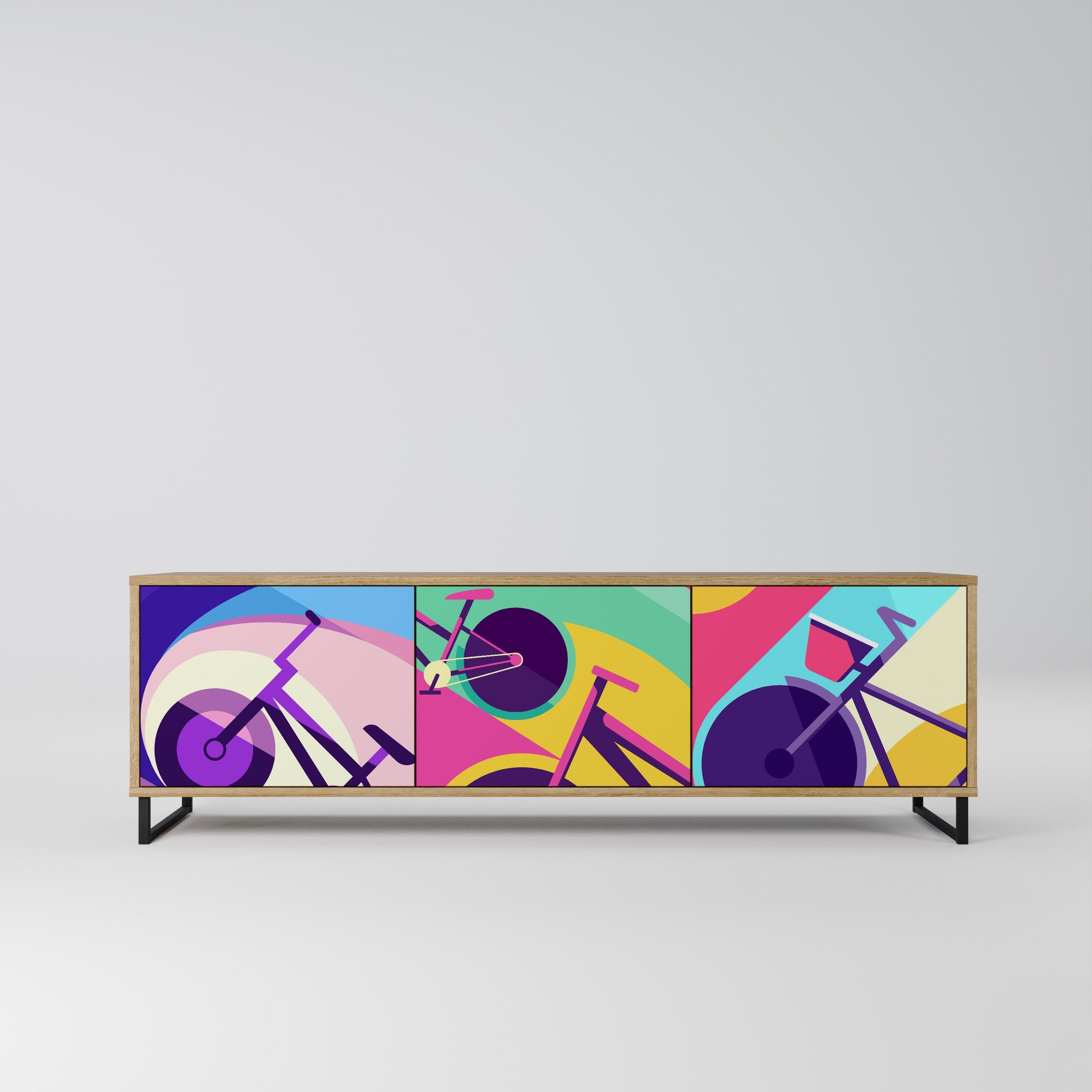 BIKE DREAMS Móvel de TV com 3 Portas em Efeito Carvalho